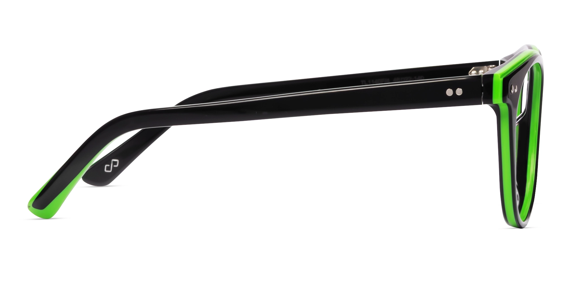 Black & Green Small Round Keyhole Bridge Glasses-3