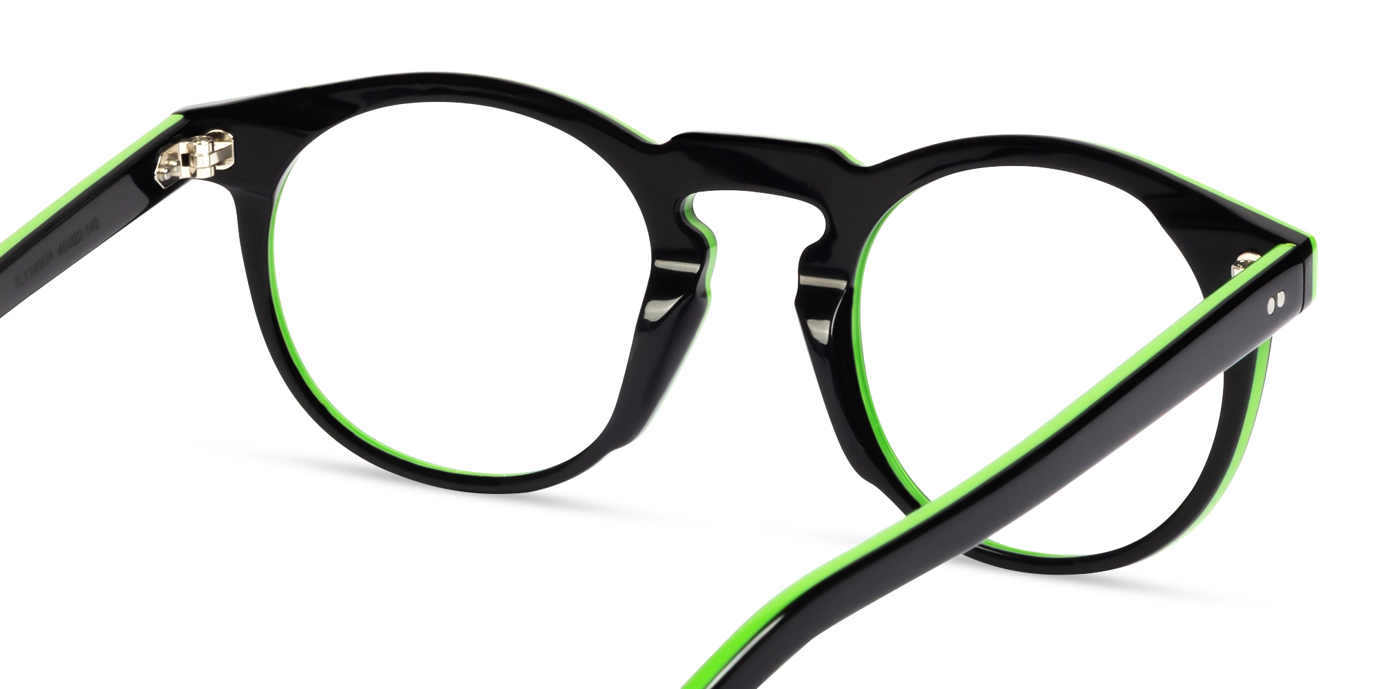 Black & Green Small Round Keyhole Bridge Glasses-4
