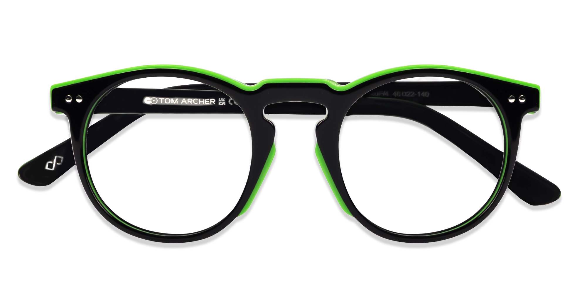 Black & Green Small Round Keyhole Bridge Glasses-5