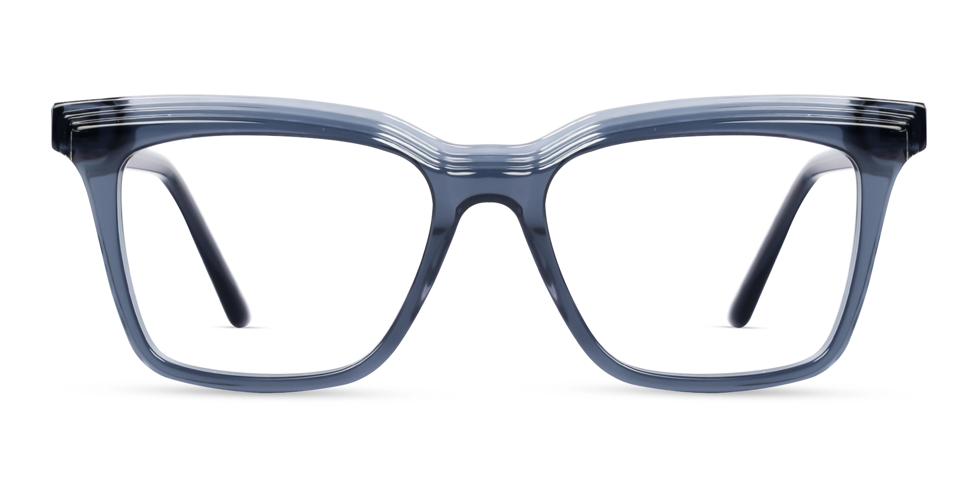 Crystal Steel Grey Square Full-Rim Acetate Glasses-1
