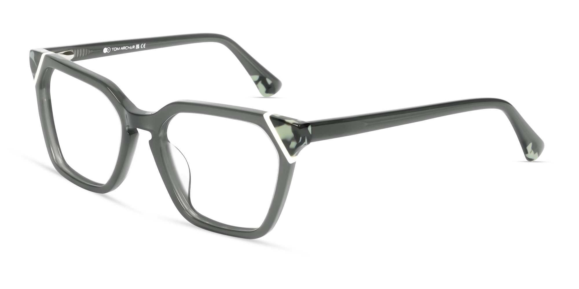 Crystal Smoke Grey Square Cat-eye Glasses-2