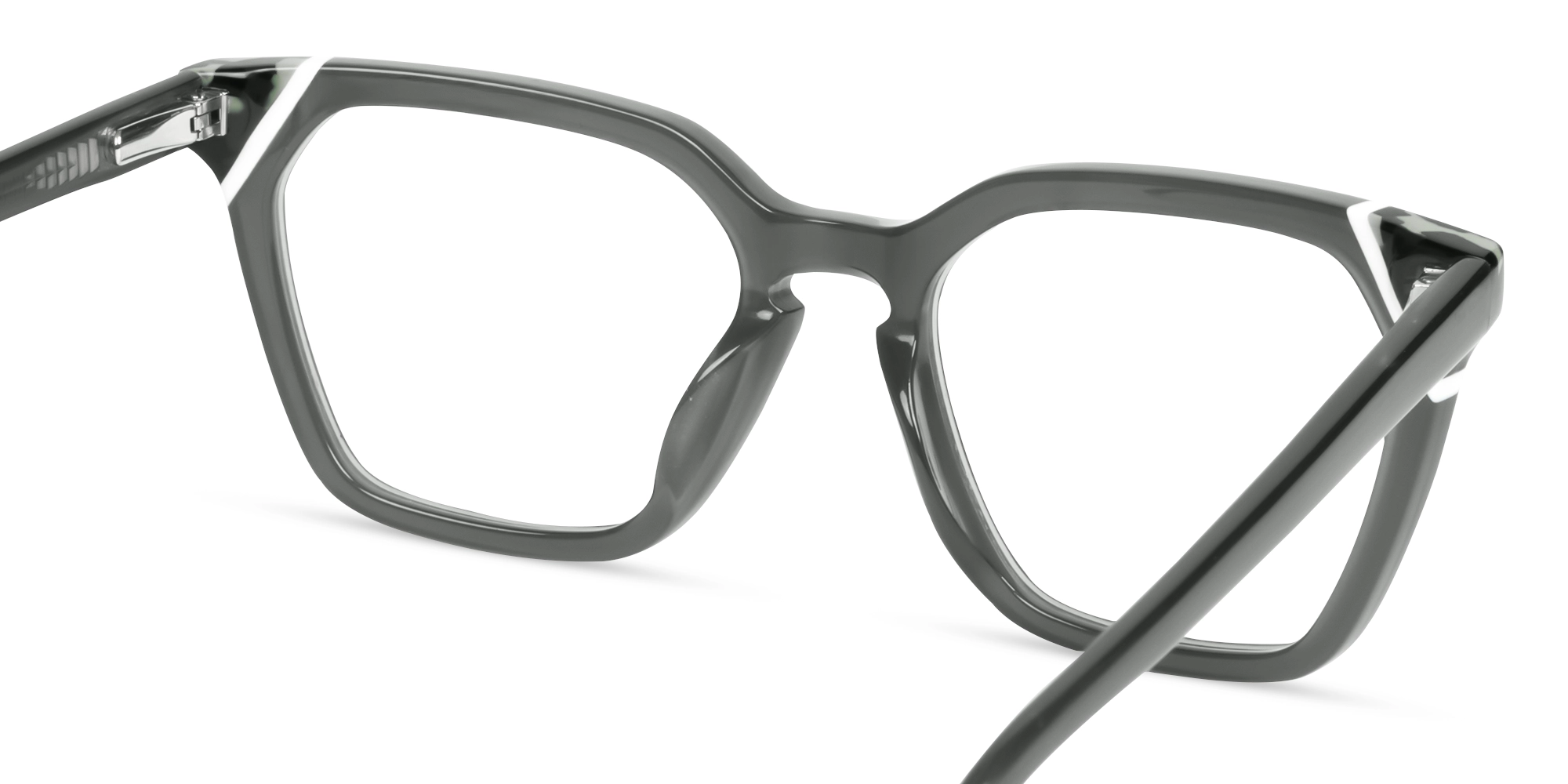 Crystal Smoke Grey Square Cat-eye Glasses-4