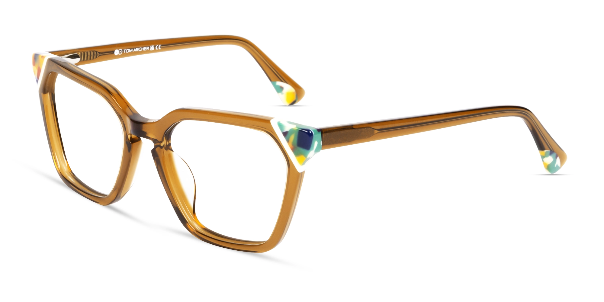 Crystal Taupe Brown Square Cat-eye Glasses-2