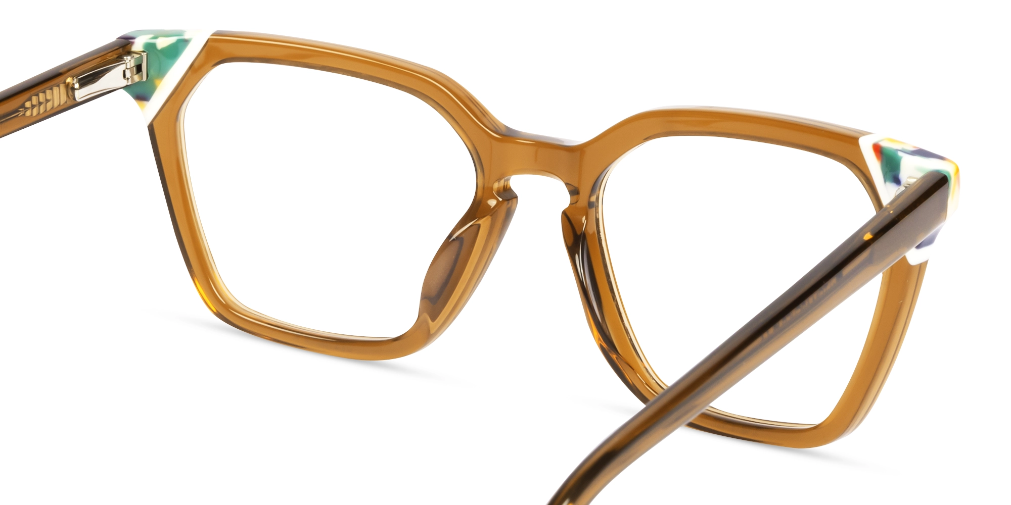 Crystal Taupe Brown Square Cat-eye Glasses-4