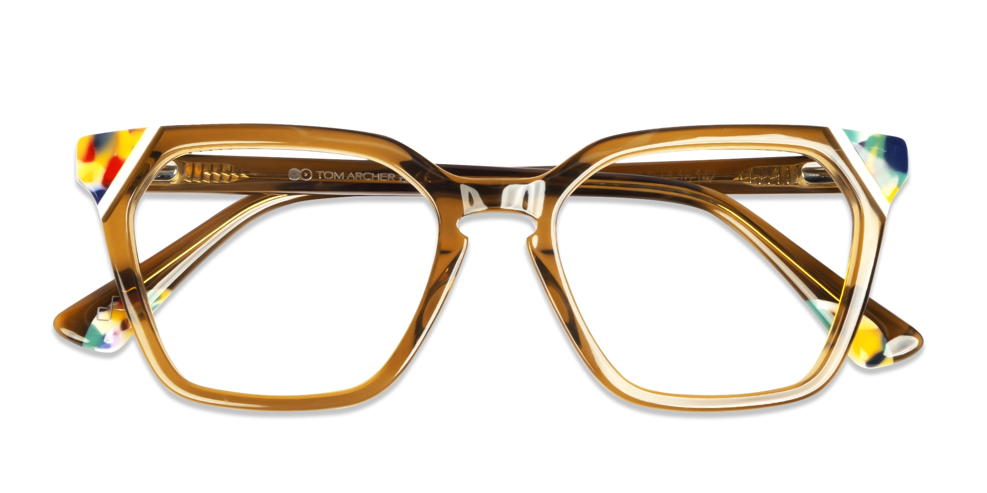 Crystal Taupe Brown Square Cat-eye Glasses-5