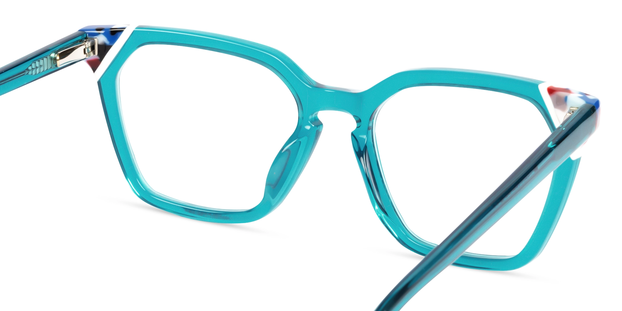 Crystal Cyan Blue Square Cat-eye Glasses-4