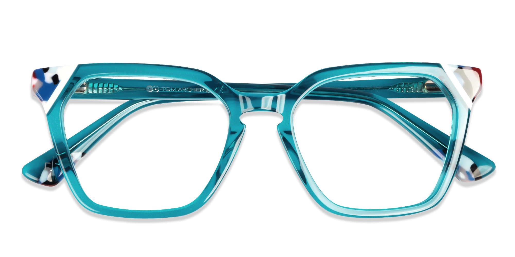 Crystal Cyan Blue Square Cat-eye Glasses-5