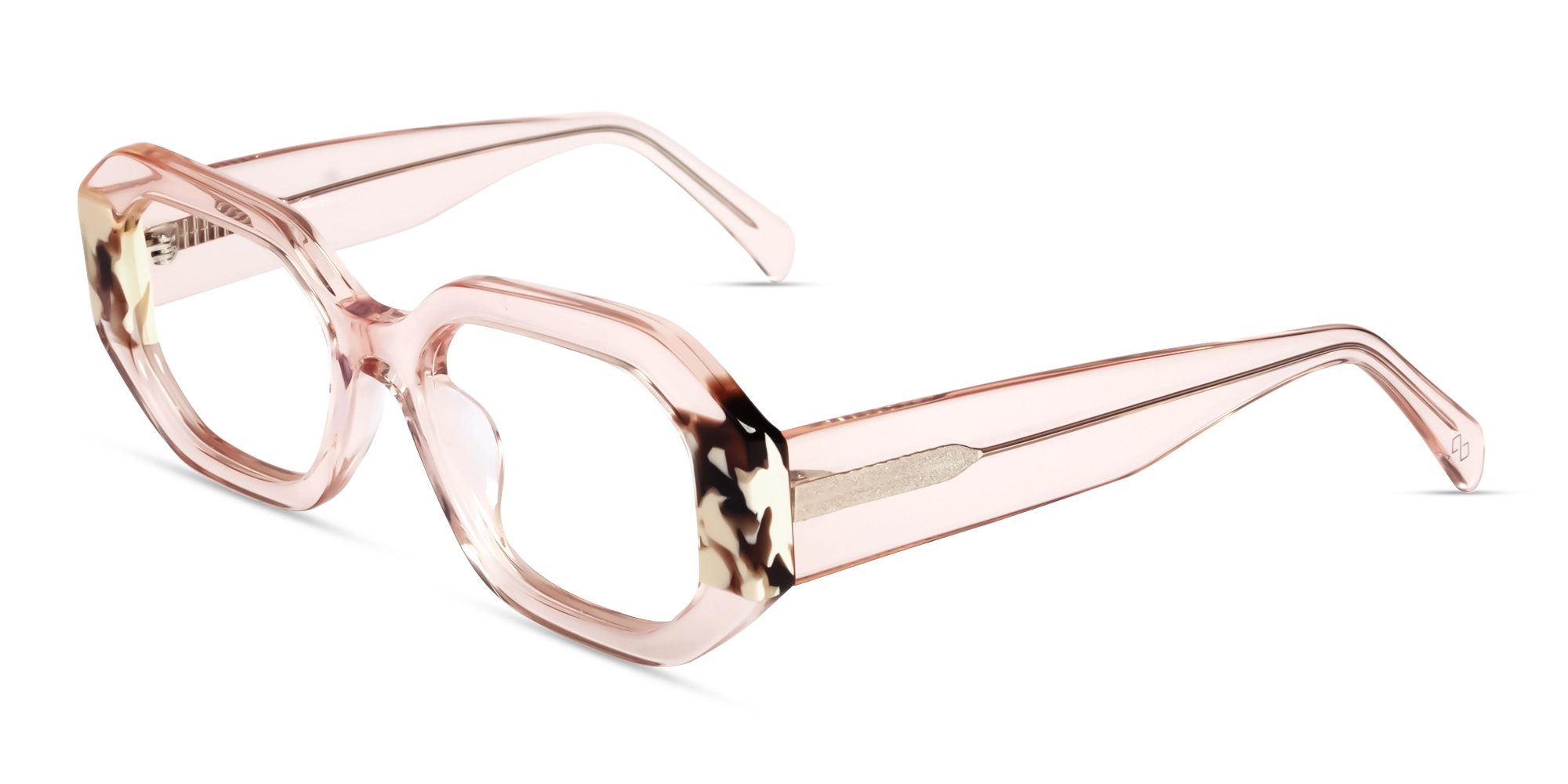Extralarge Crystal Peach Rectangular Glasses