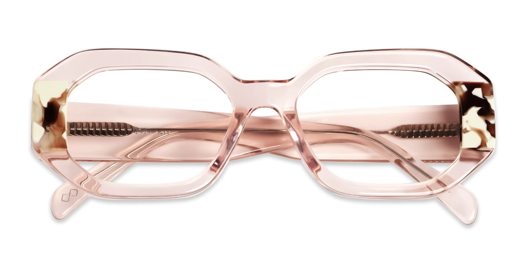 Extralarge Crystal Peach Rectangular Glasses