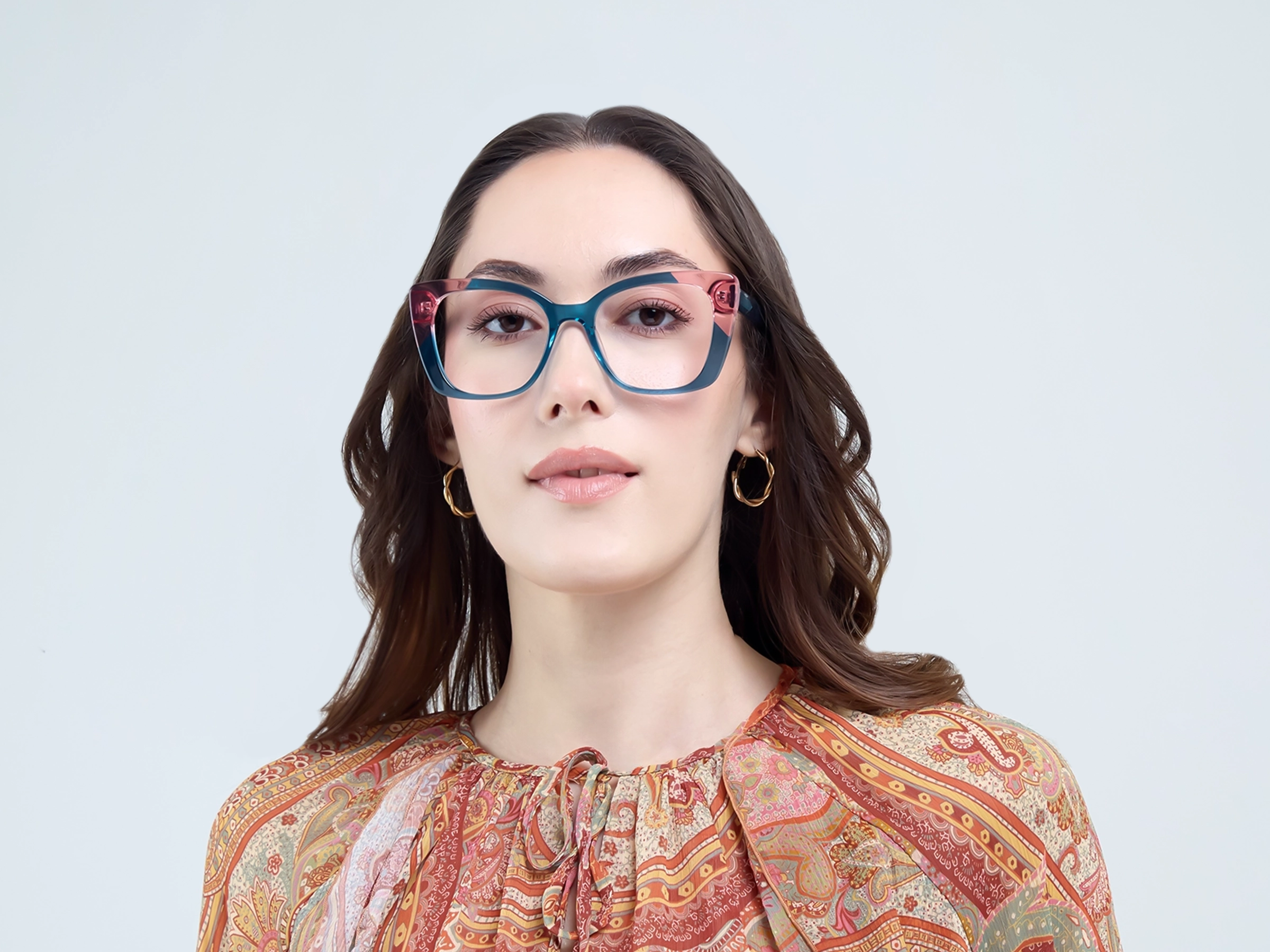 Crystal Teal Fullrim Butterfly Glasses For Female-11