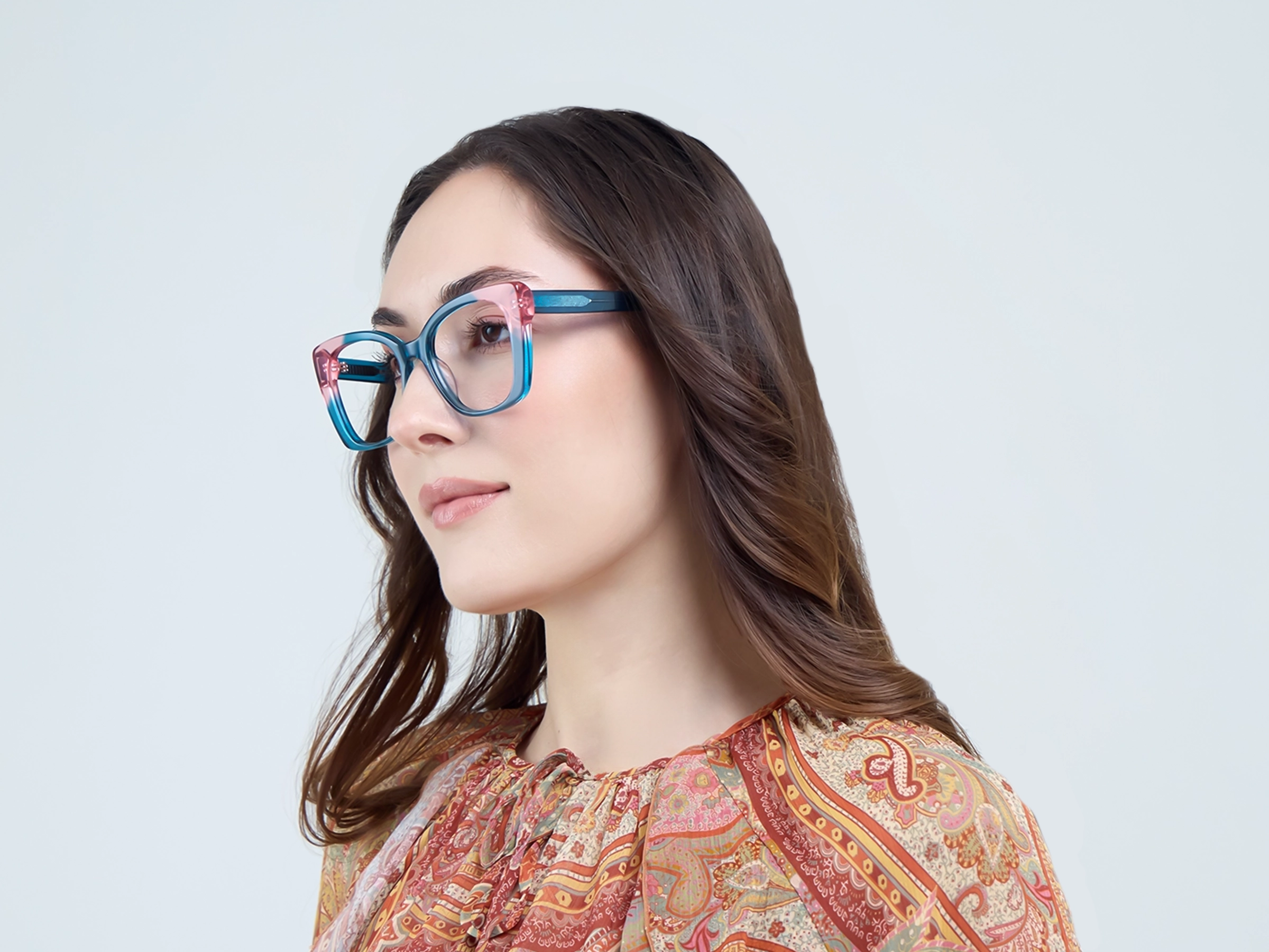 Crystal Teal Fullrim Butterfly Glasses For Female-12