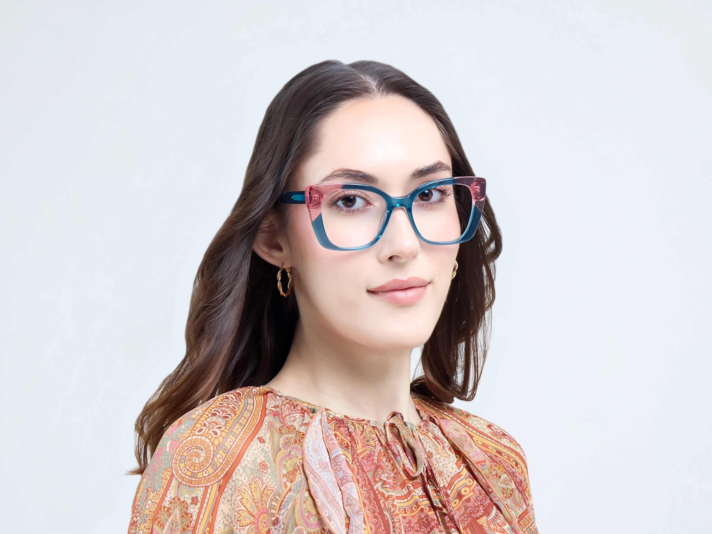 Crystal Teal Fullrim Butterfly Glasses For Female-13