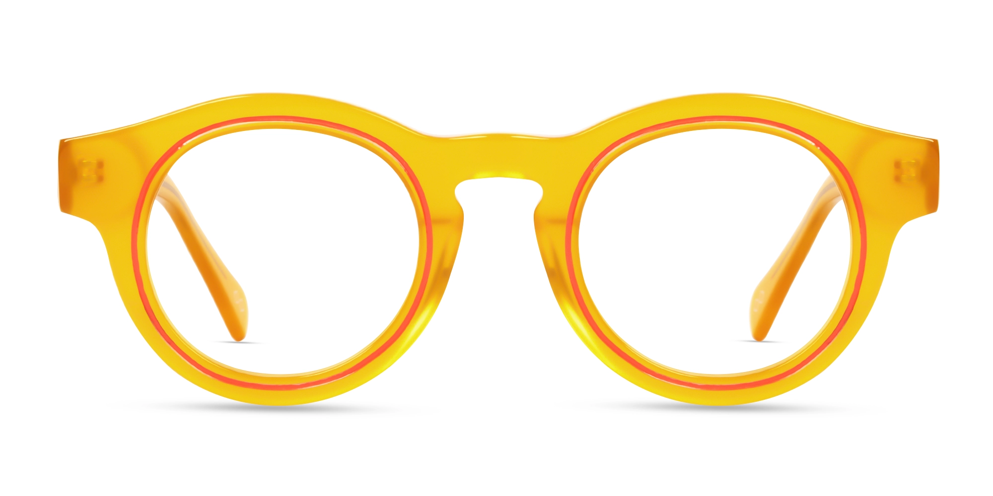 Golden Ochre Thick Round Glasses-1