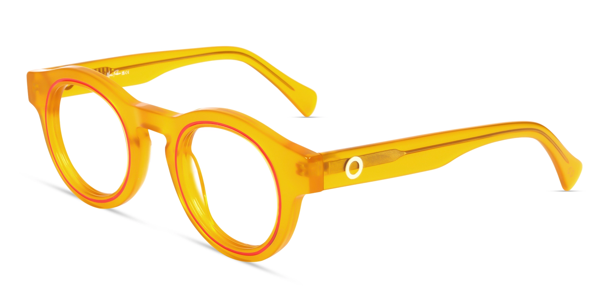 Golden Ochre Thick Round Glasses-2