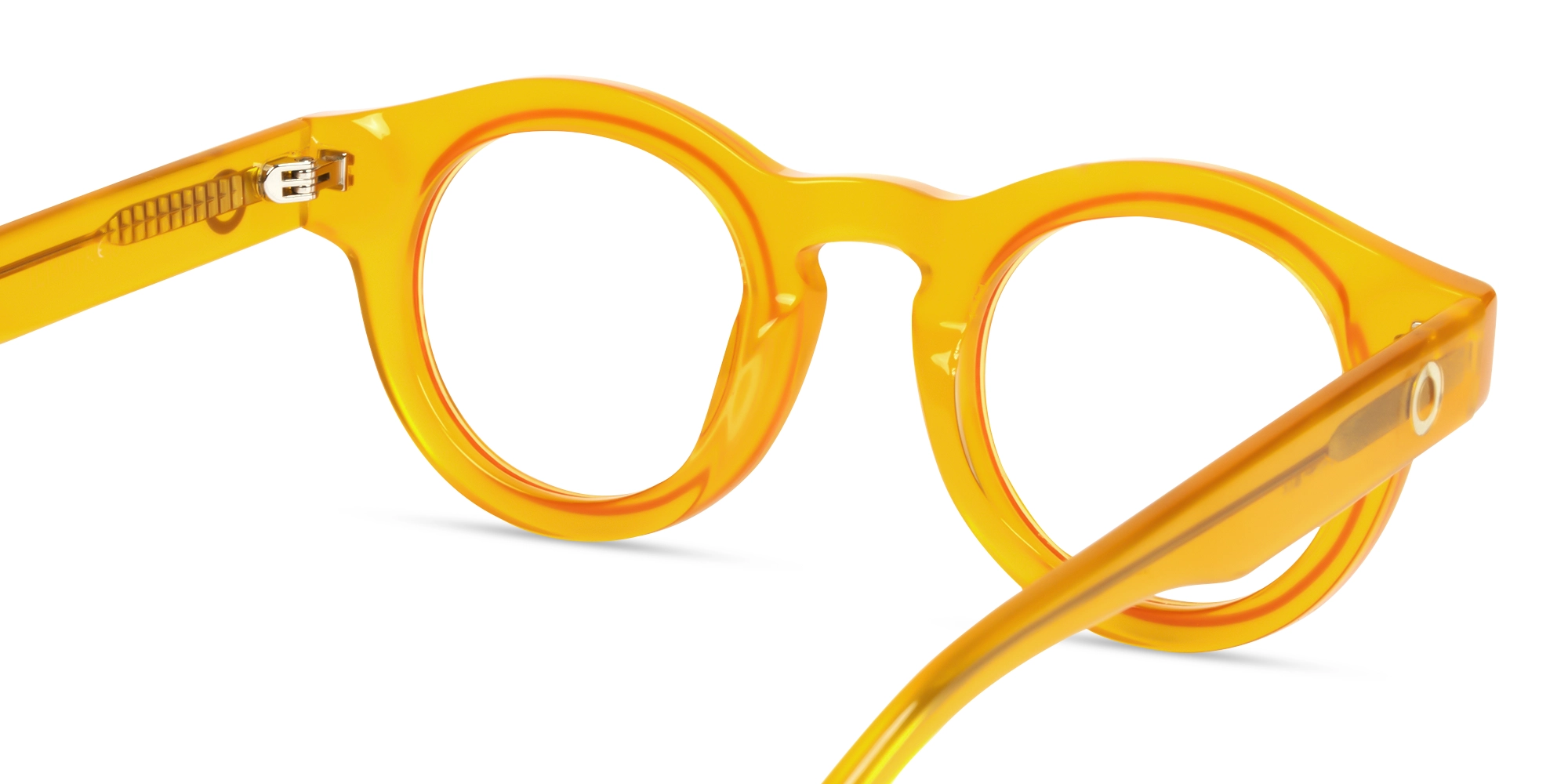 Golden Ochre Thick Round Glasses-4