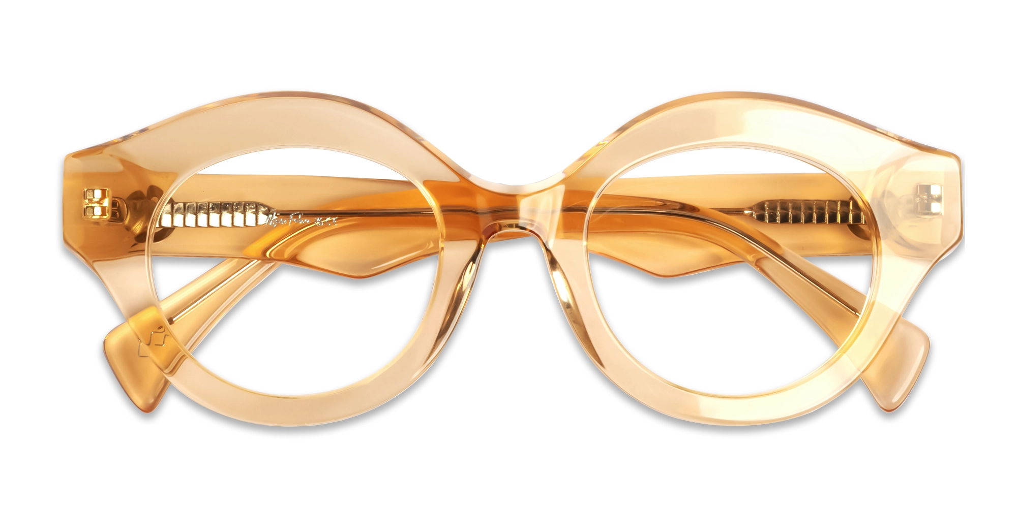 Crystal Orange Thick Round Fullrim Glasses