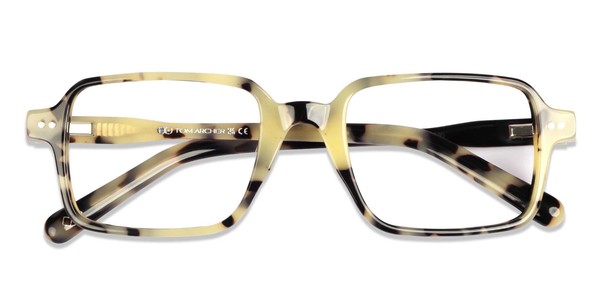 Beige Tortoise Rectangle Fullrim Glasses-5