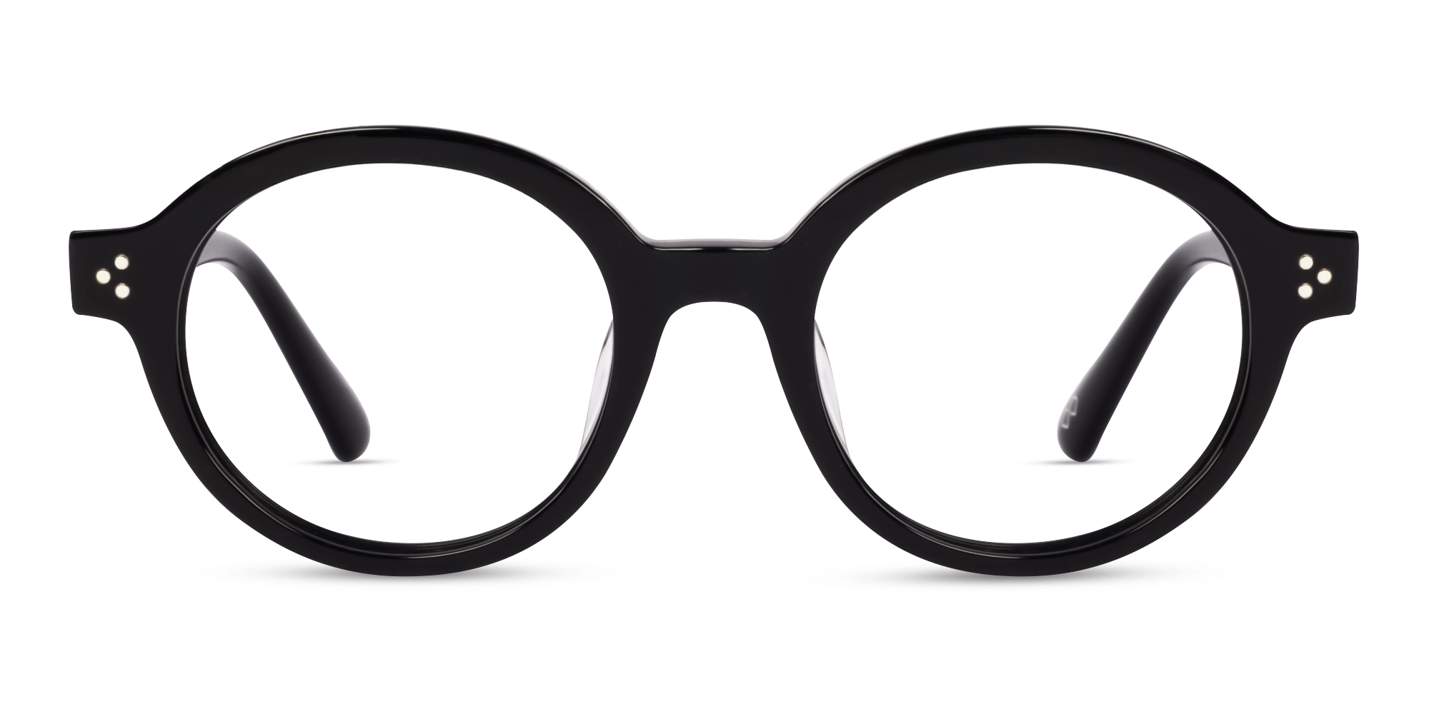 Black Round Full-Rim Acetate Glasses-1