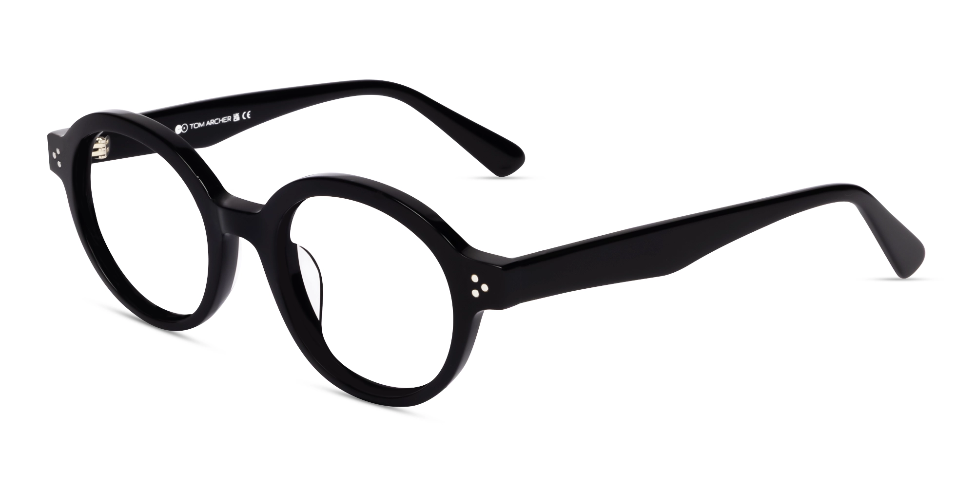 Black Round Full-Rim Acetate Glasses-2