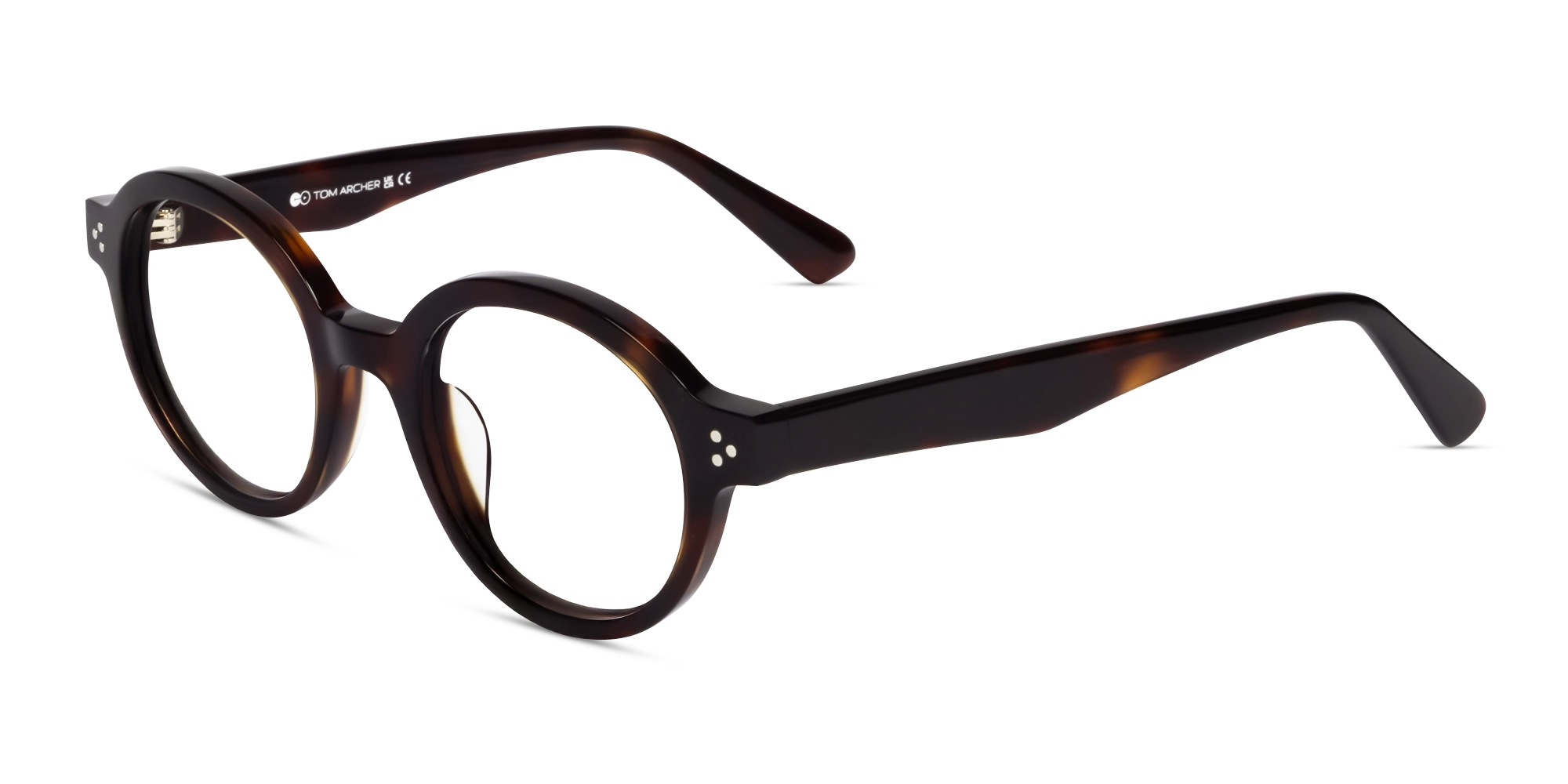 Dark Tortoise Round Full-Rim Acetate Glasses-2