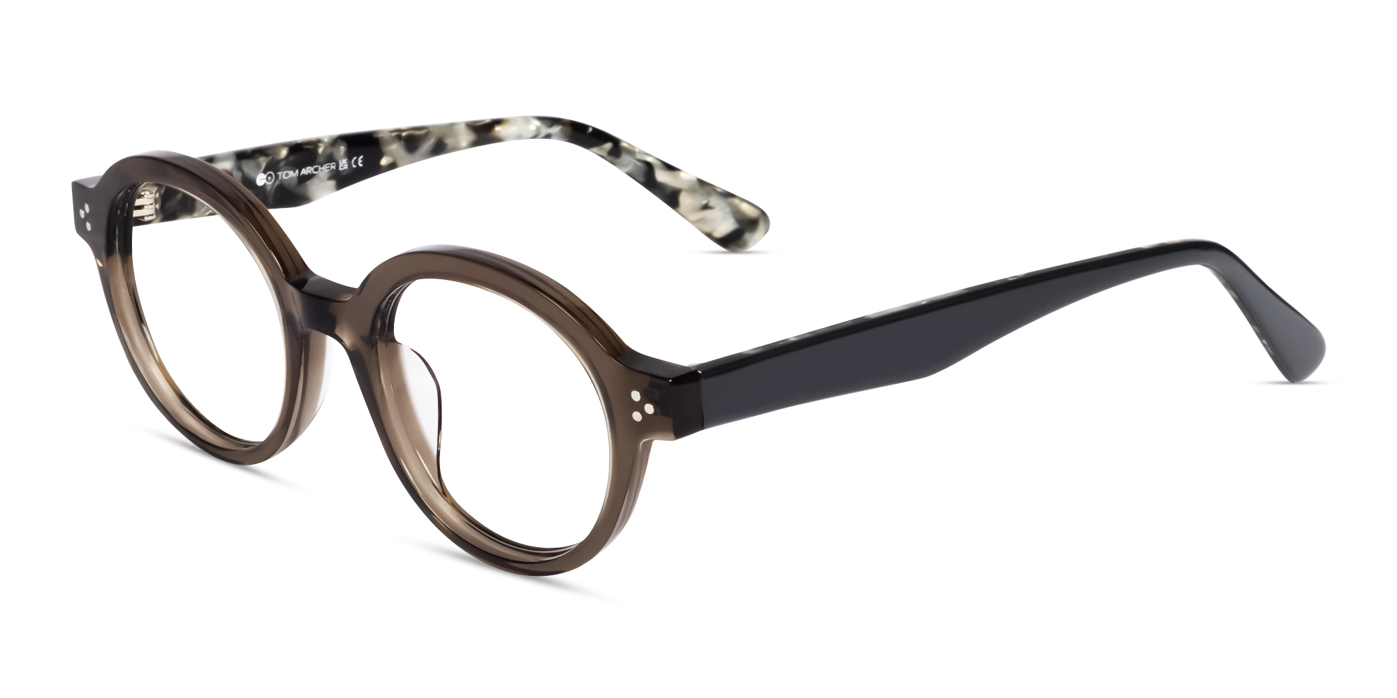 Crystal Sand Round Fullrim Acetate Glasses-2