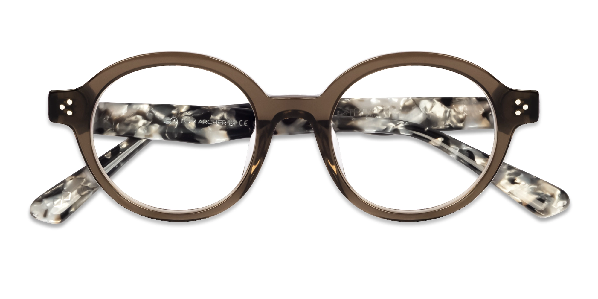 Crystal Sand Round Fullrim Acetate Glasses-5