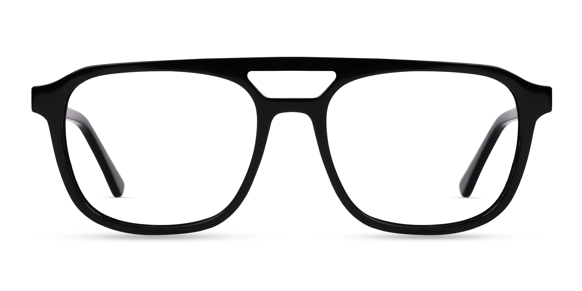 Black Double Bridge Pilot Fullrim Glasses-1