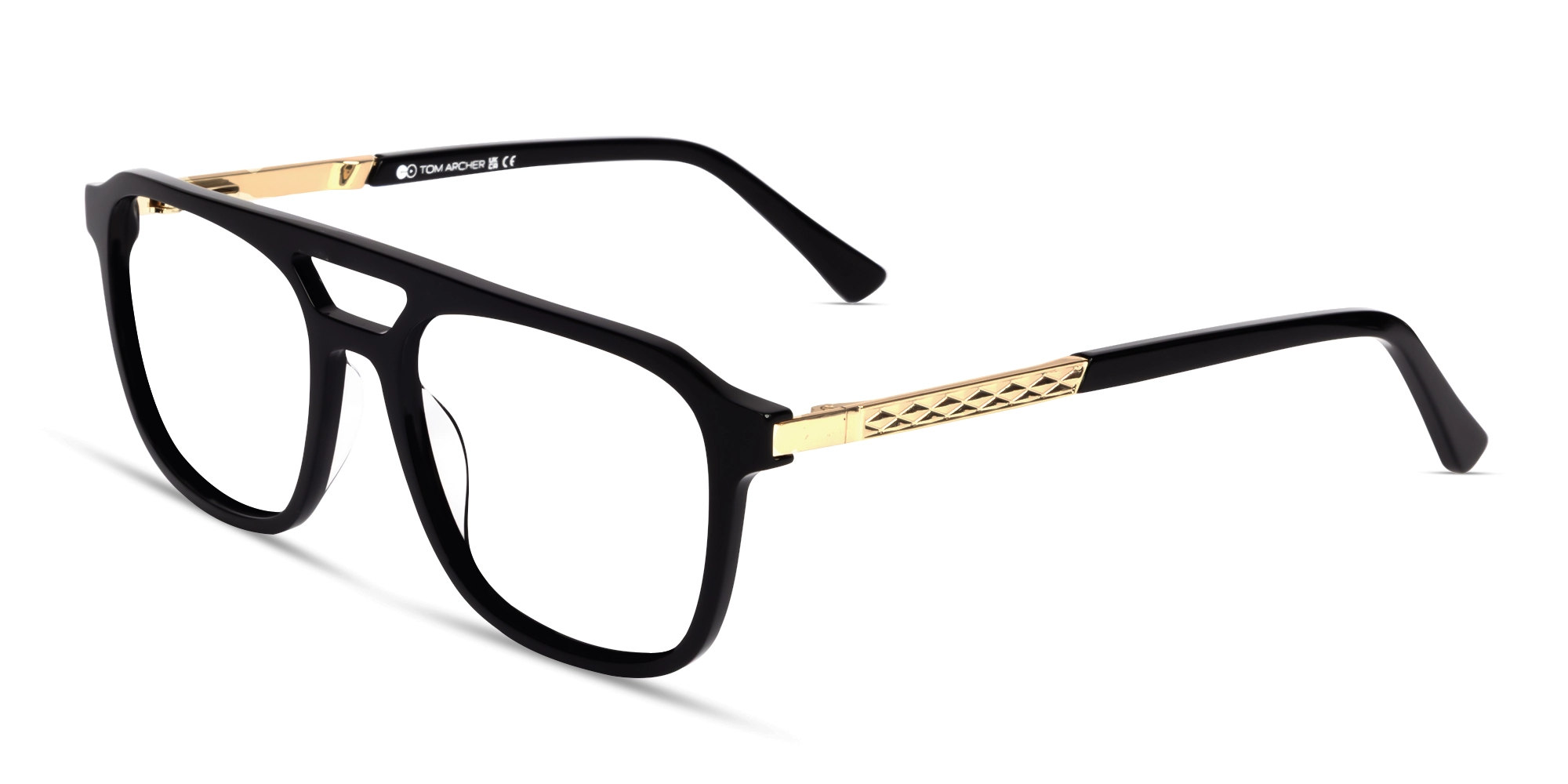 Black Double Bridge Pilot Fullrim Glasses-2