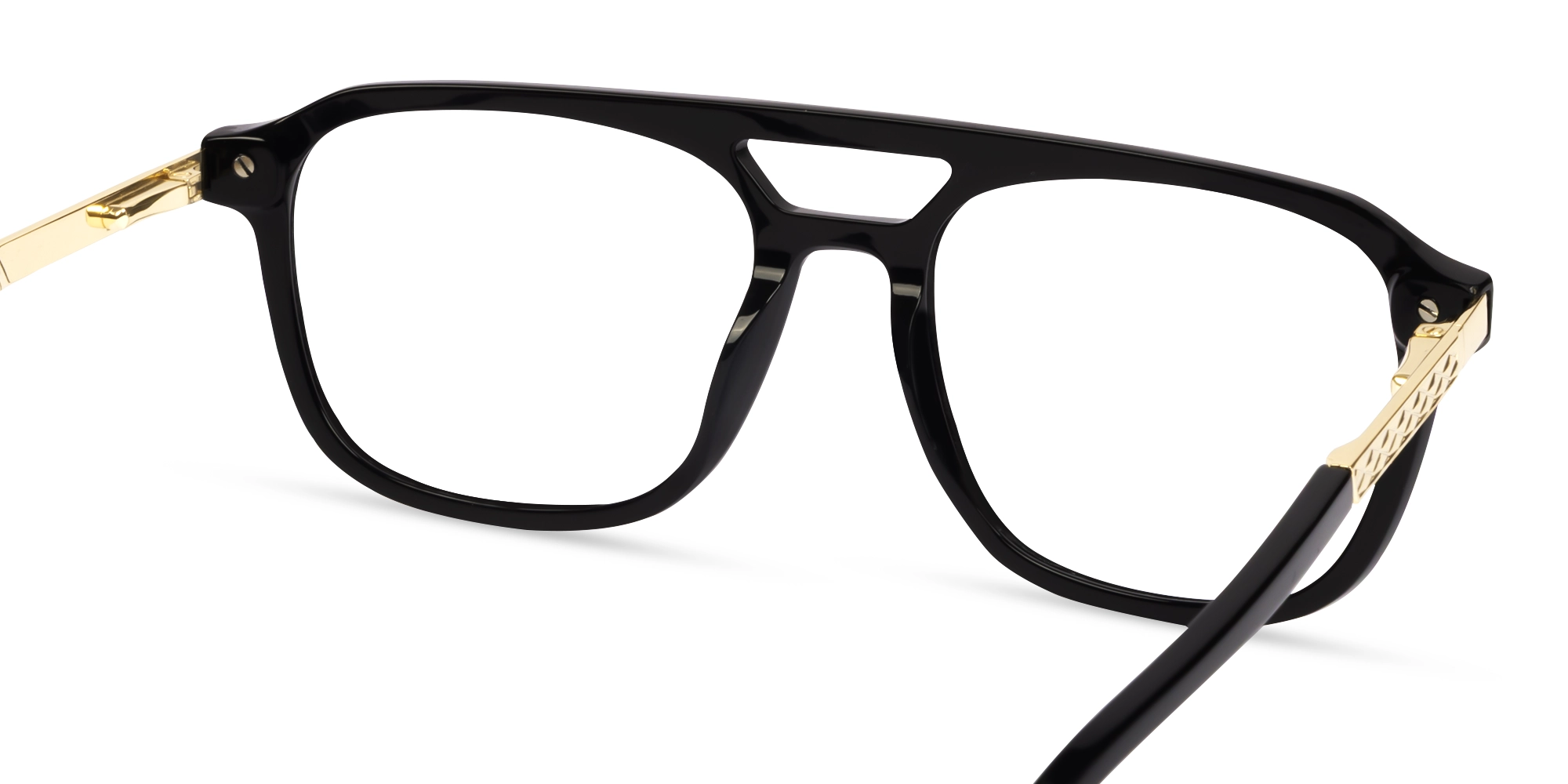 Black Double Bridge Pilot Fullrim Glasses-4