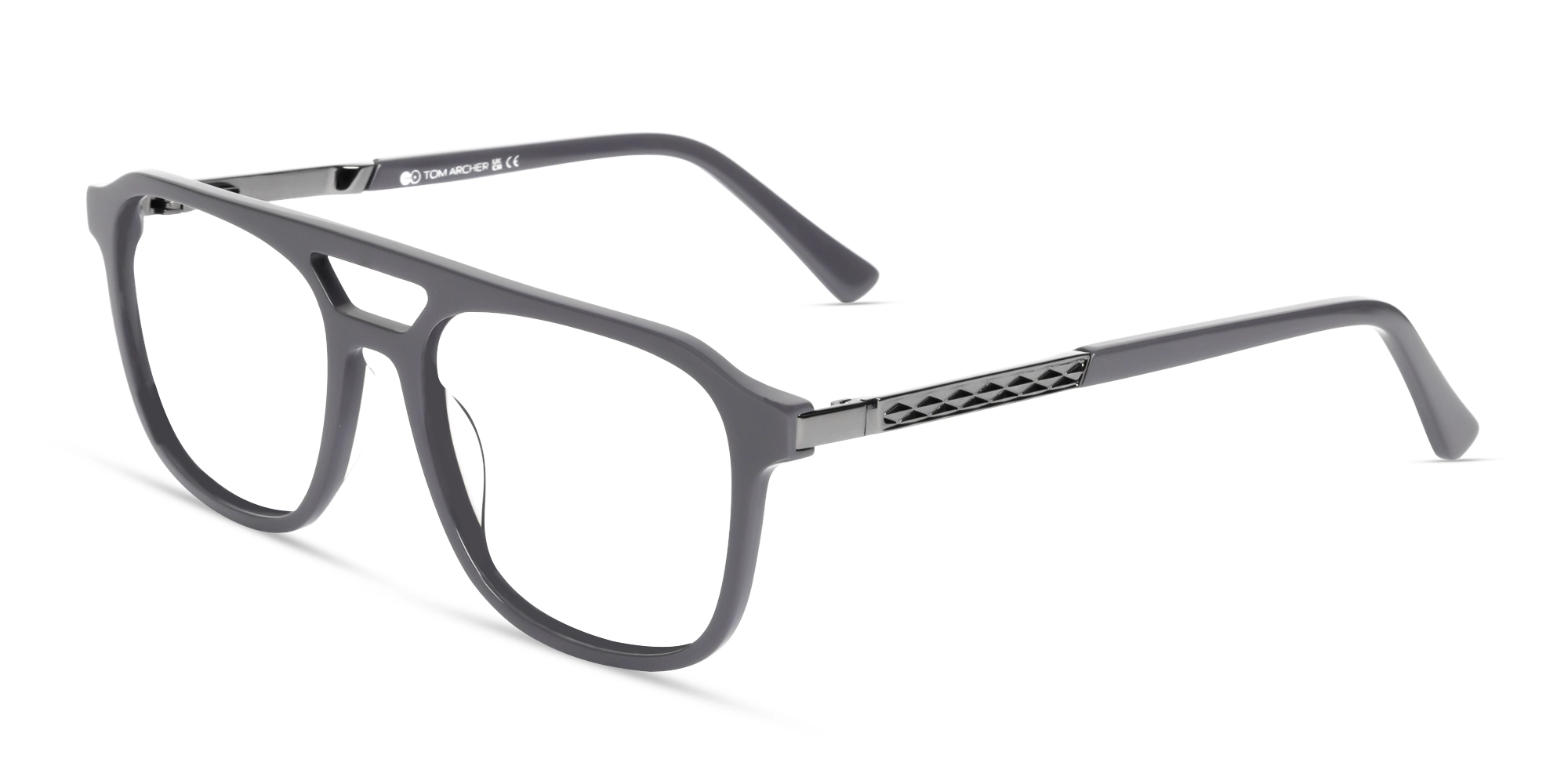 Slate Grey Double Bridge Square Pilot Glasses-2