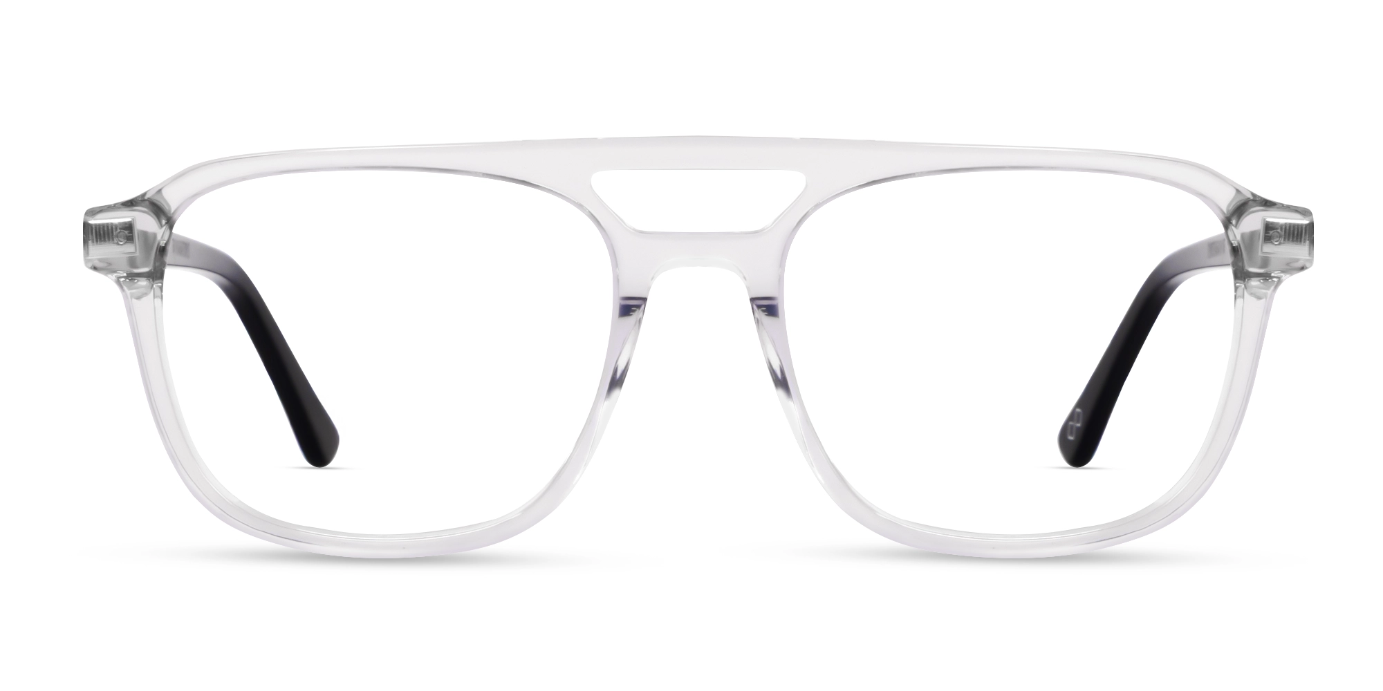 Crystal Clear Double Bridge Pilot Fullrim Glasses-1