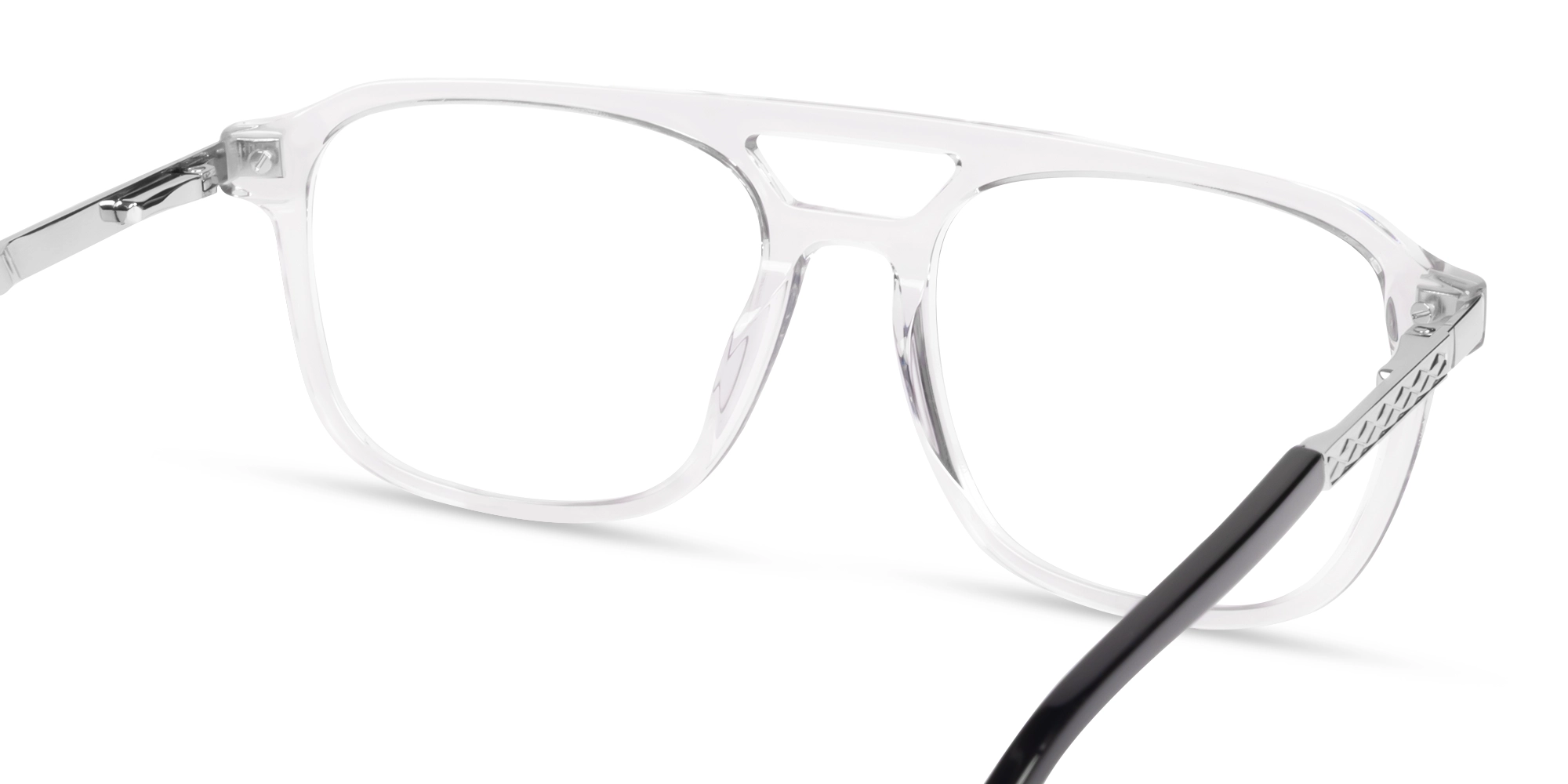 Crystal Clear Double Bridge Pilot Fullrim Glasses-4