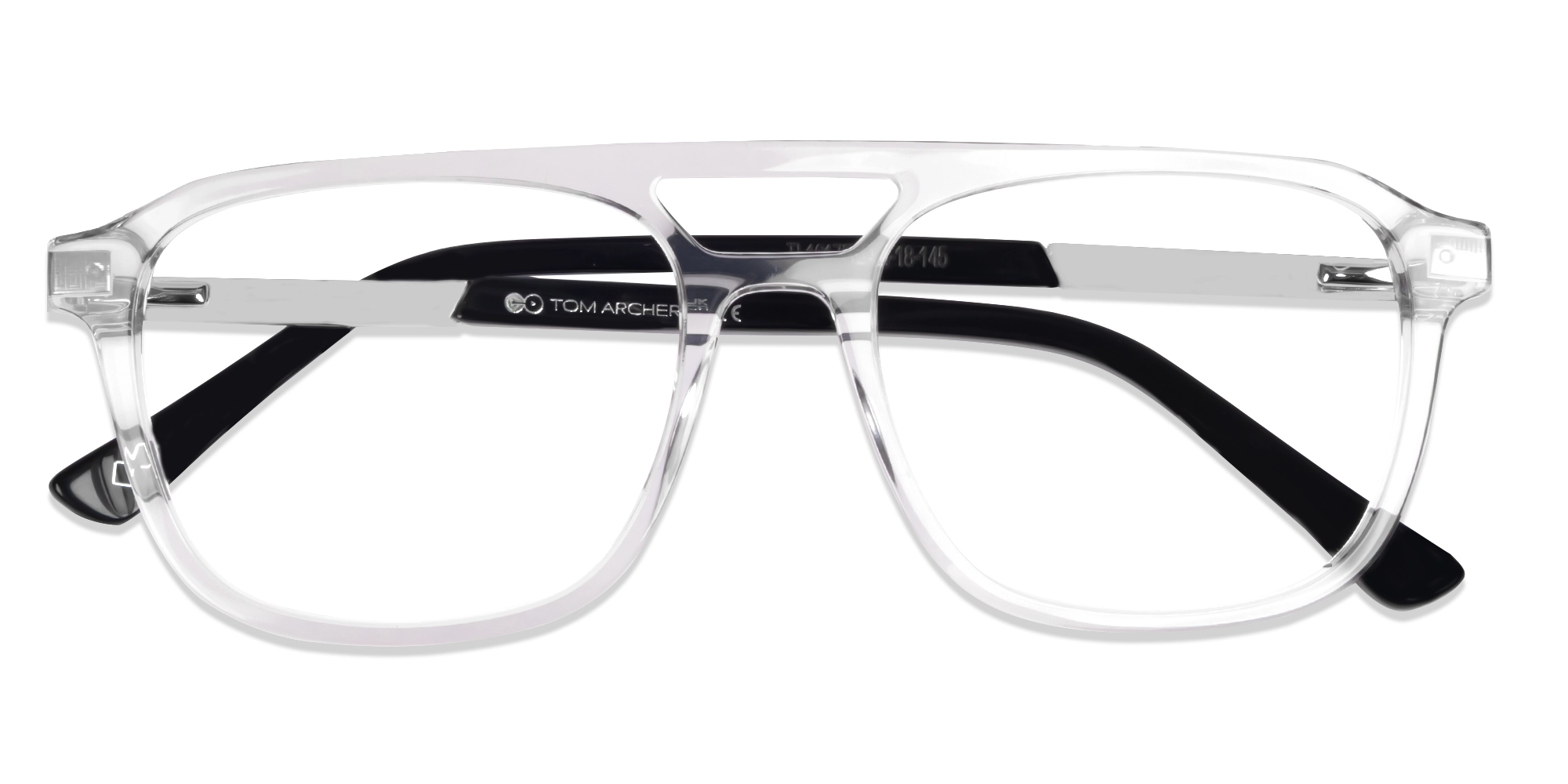 Crystal Clear Double Bridge Pilot Fullrim Glasses-5