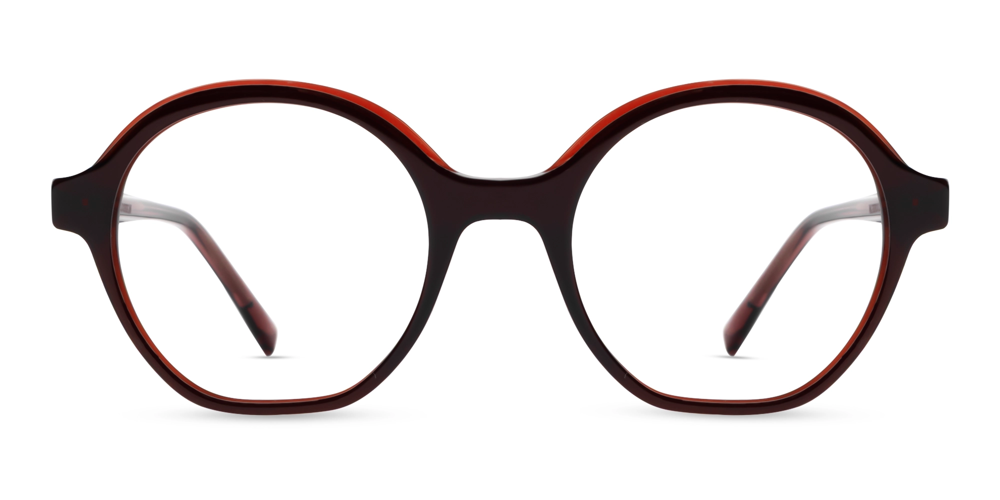Burgundy Red Geometric Full-Rim Glasses-1
