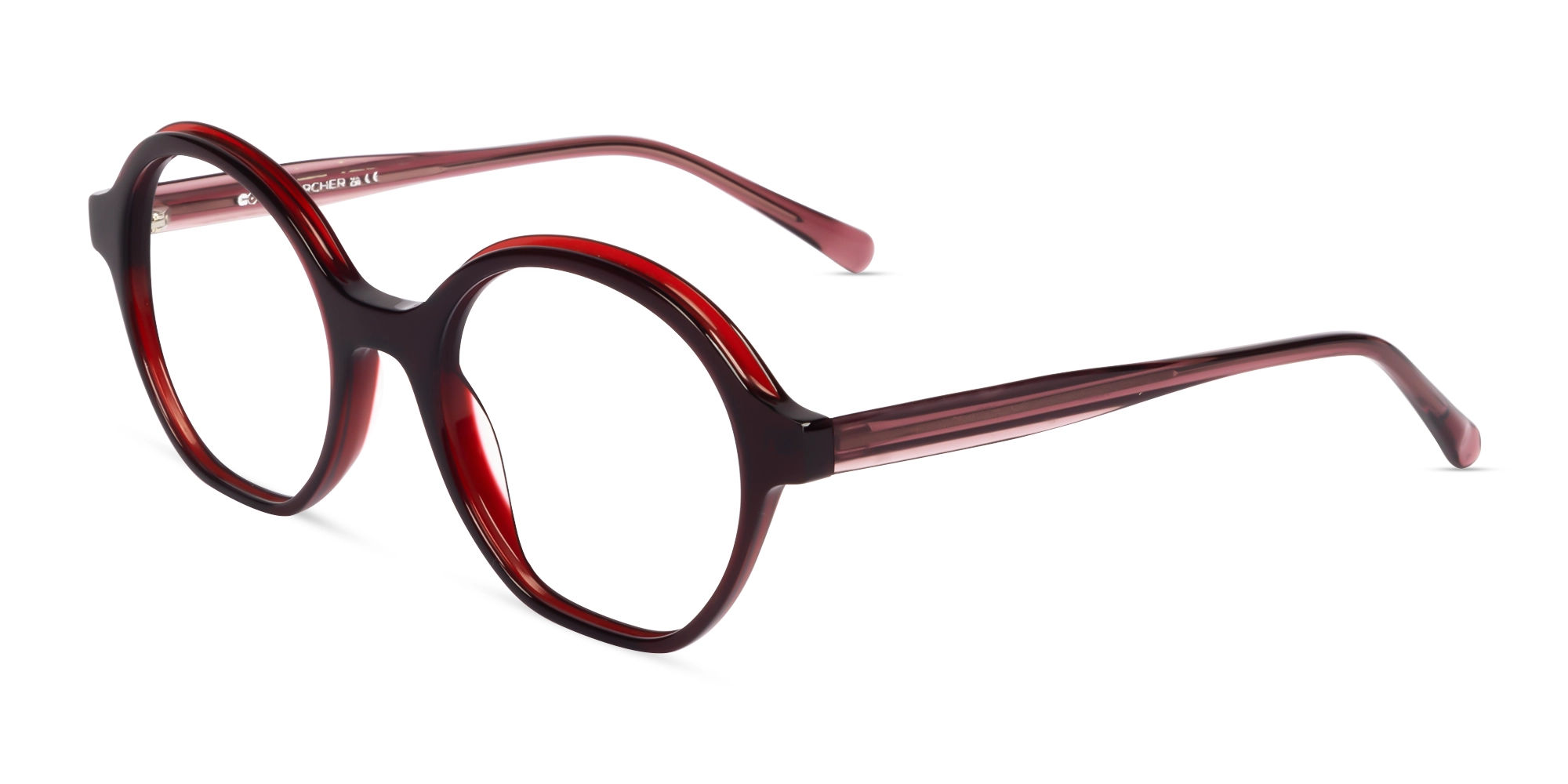 Burgundy Red Geometric Full-Rim Glasses-3