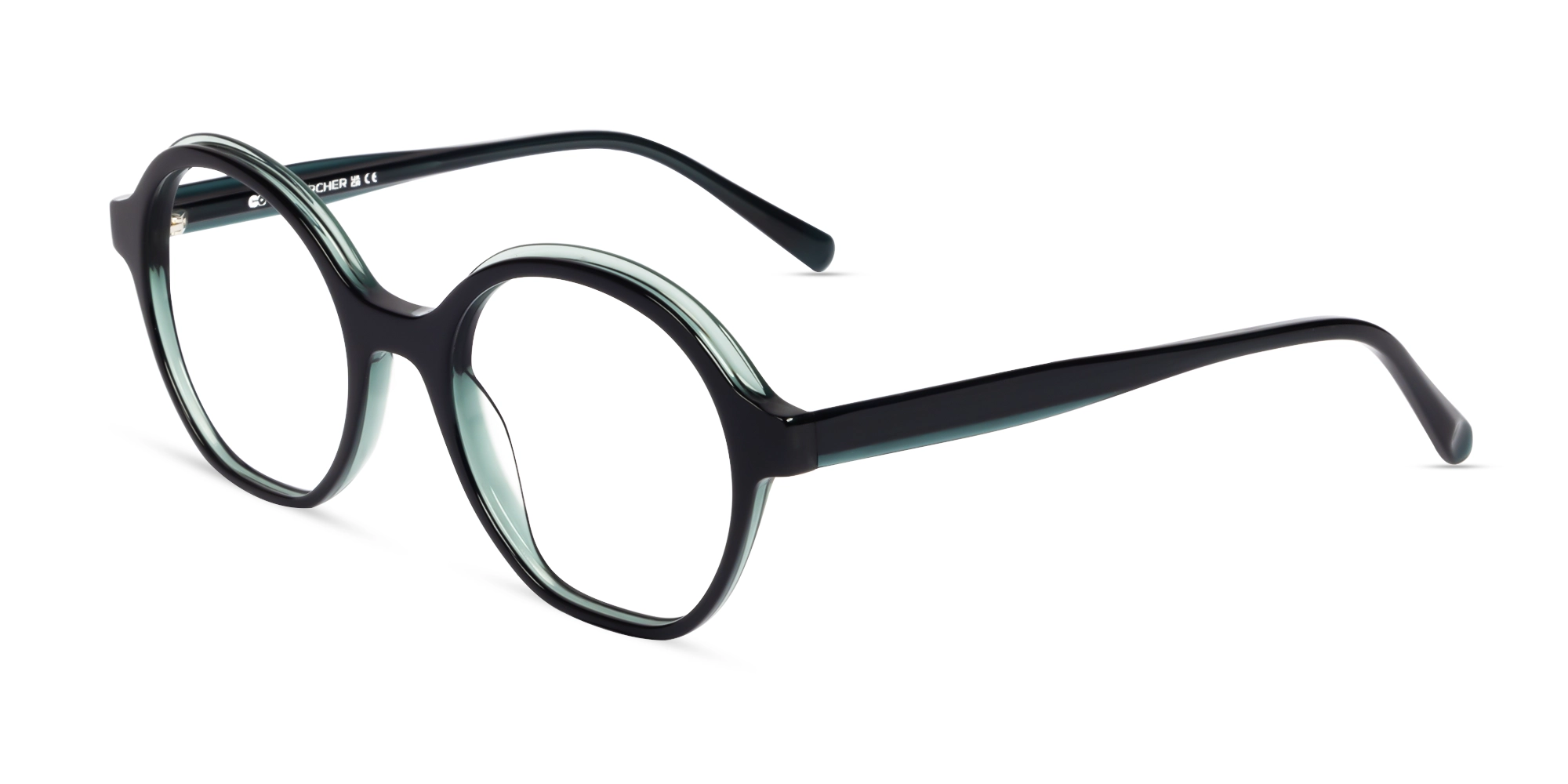 Forest Green Acetate Full-Rim Geometric Glasses-3