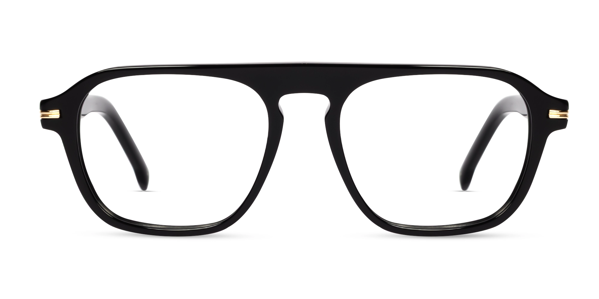 Black Pilot Flat-top Full-Rim Glasses-1