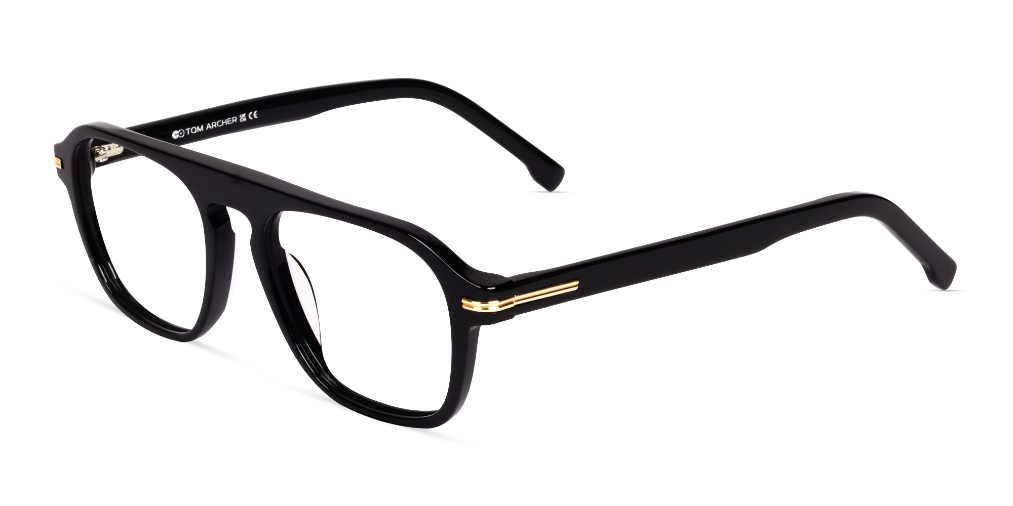 Black Pilot Flat-top Full-Rim Glasses-2