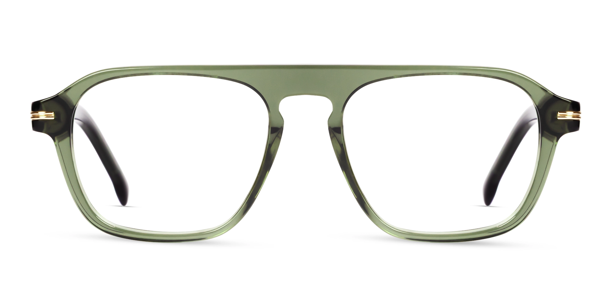 Crystal Moss Green Flat-top Pilot Glasses-1
