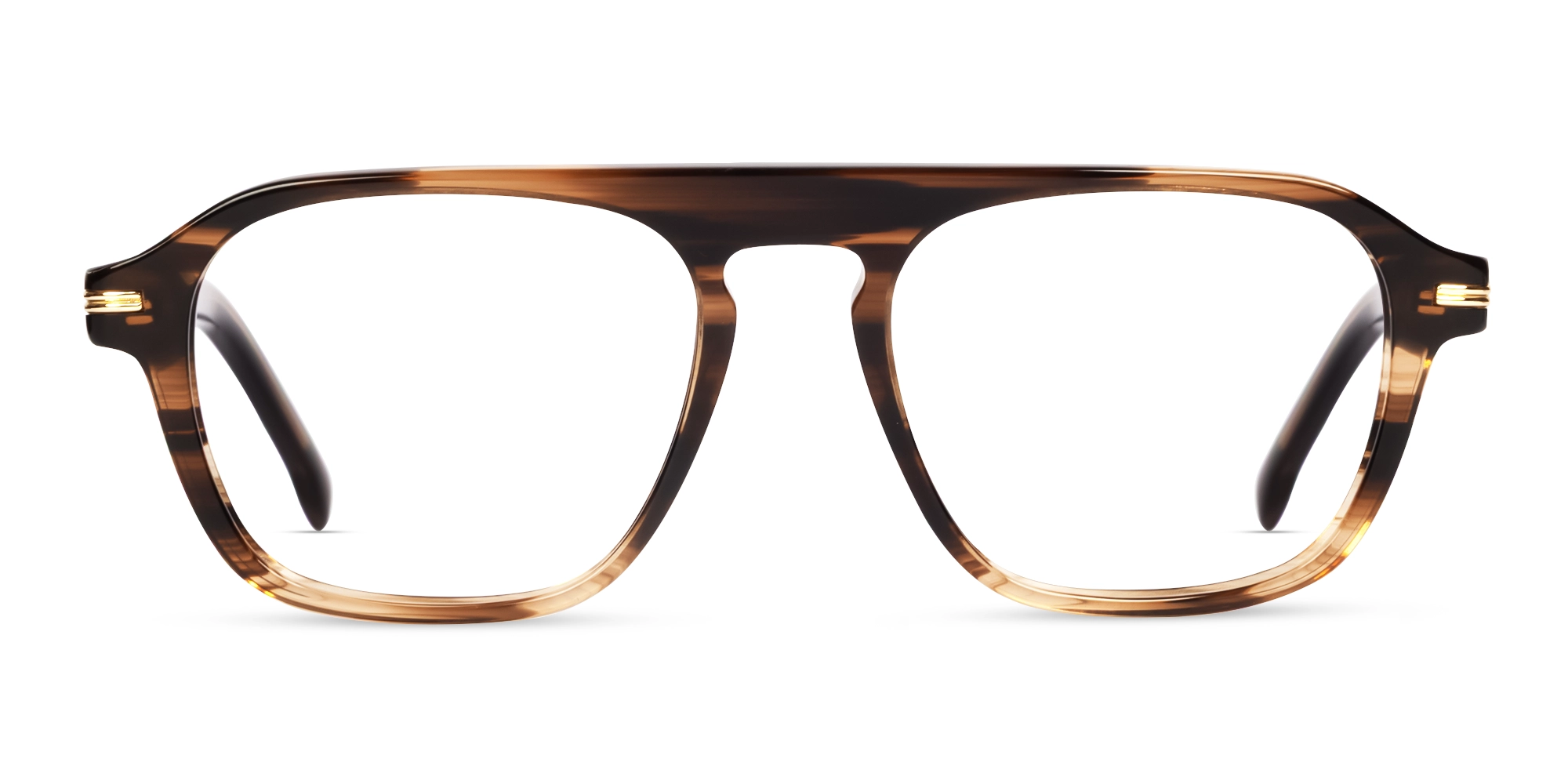 Textured Brown Pilot Full-Rim Acetate Glasses-1