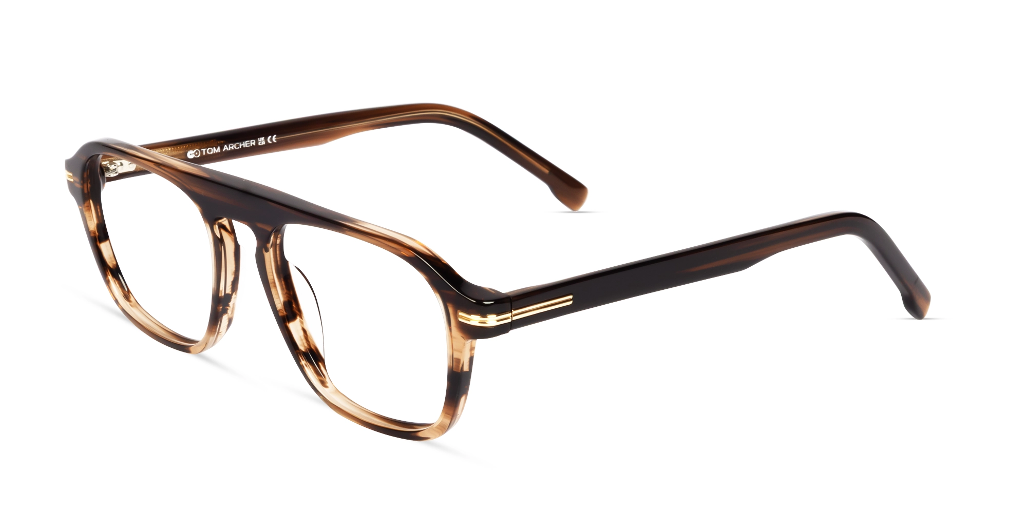 Textured Brown Pilot Full-Rim Acetate Glasses-2