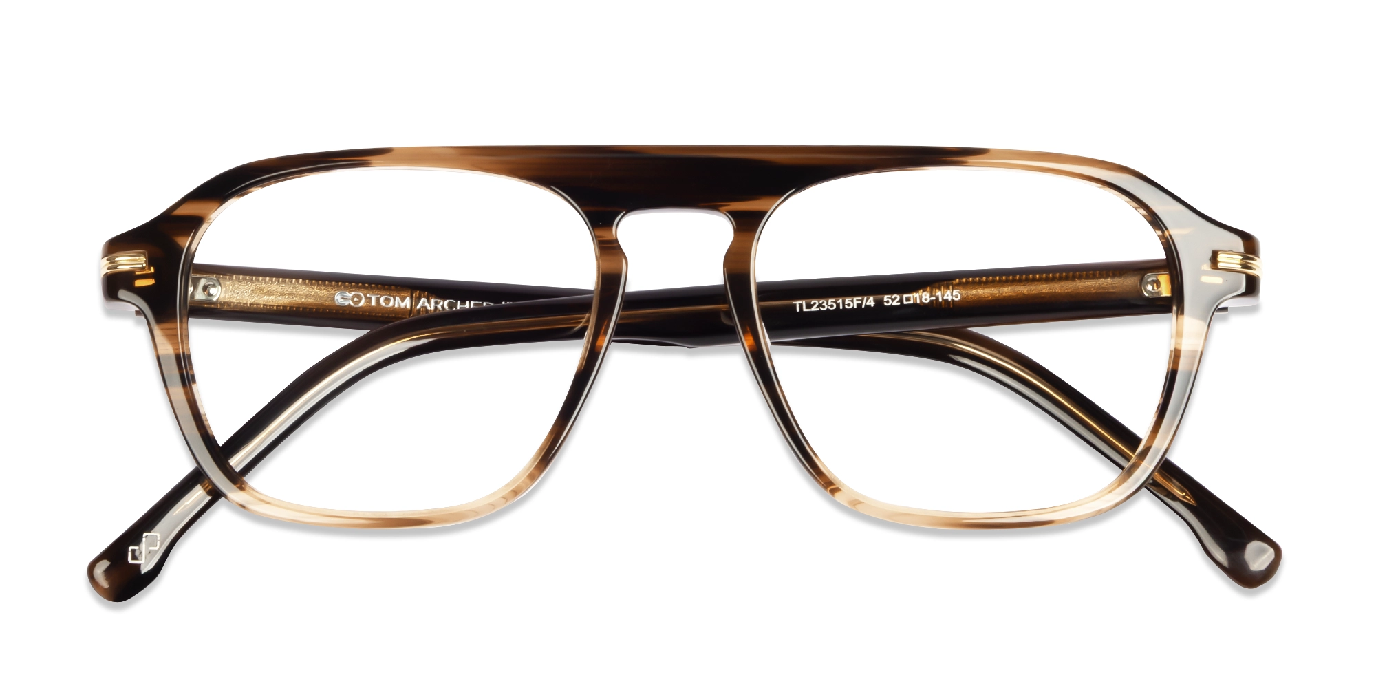 Textured Brown Pilot Full-Rim Acetate Glasses-5