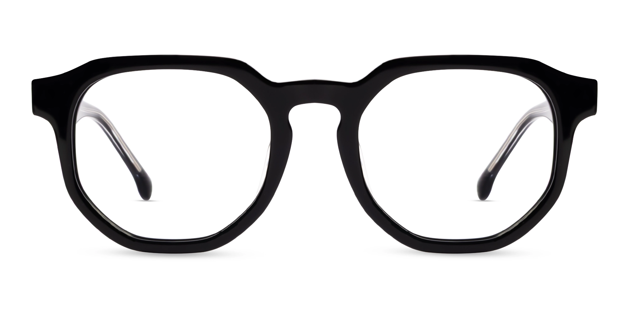 Black Geometric Round Full-Rim Glasses-1