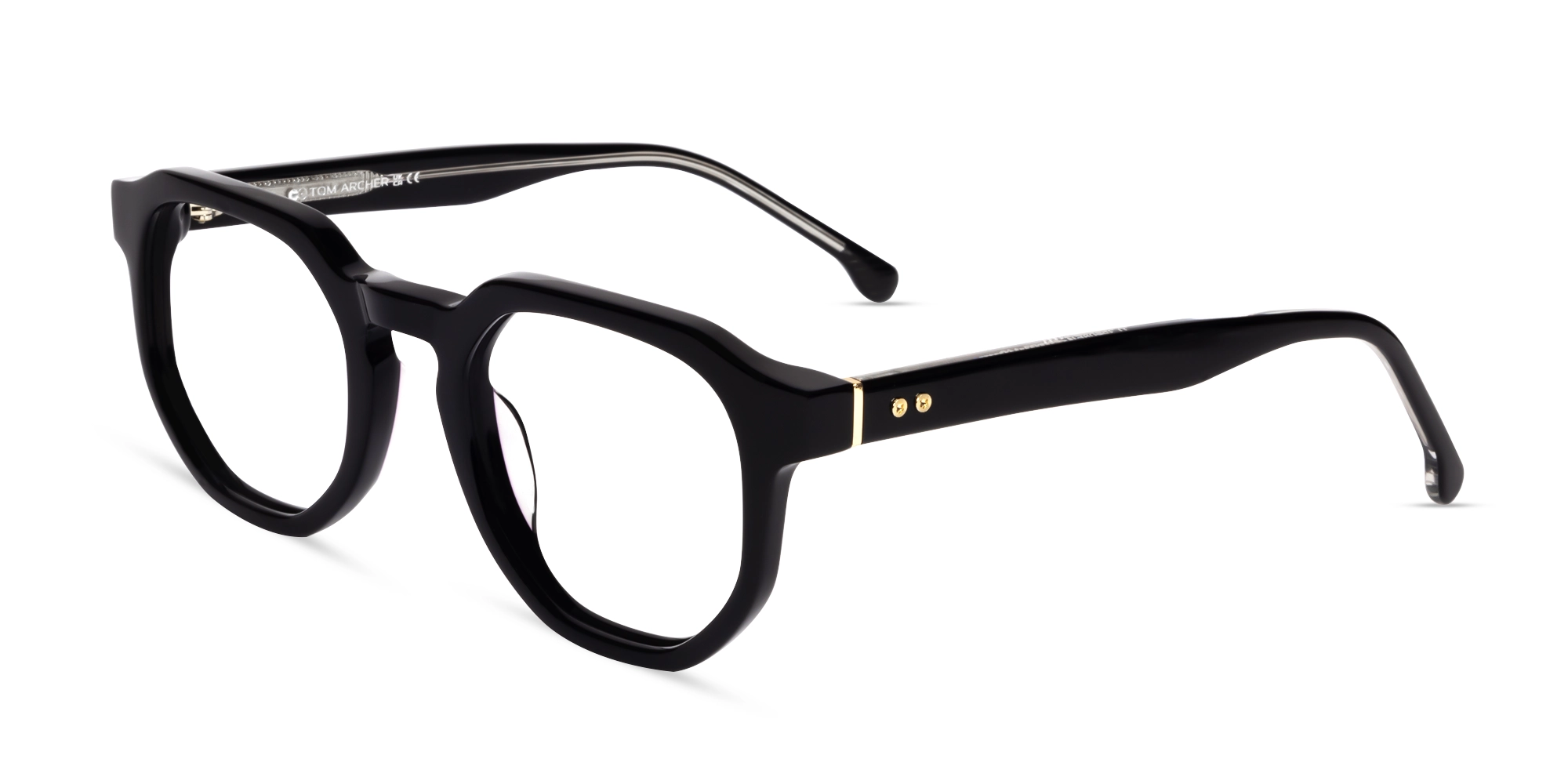 Black Geometric Round Full-Rim Glasses-3