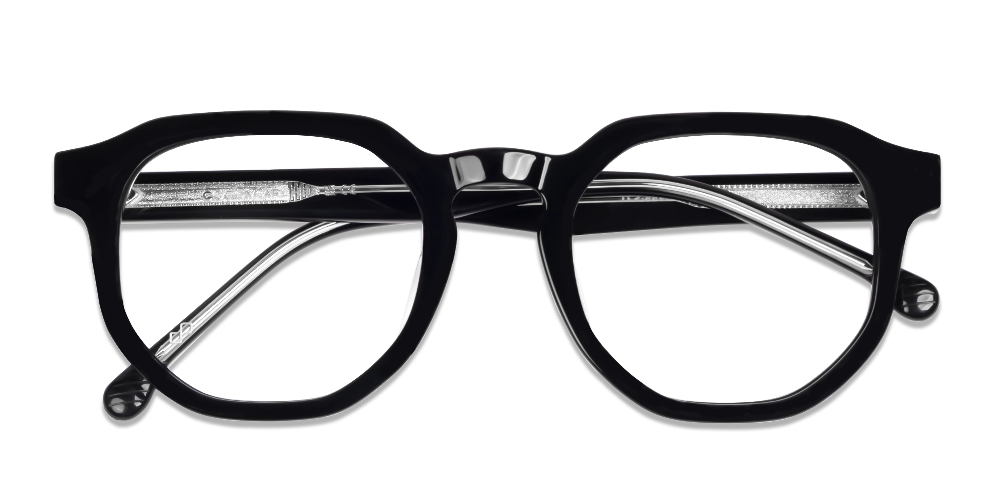 Black Geometric Round Full-Rim Glasses-6