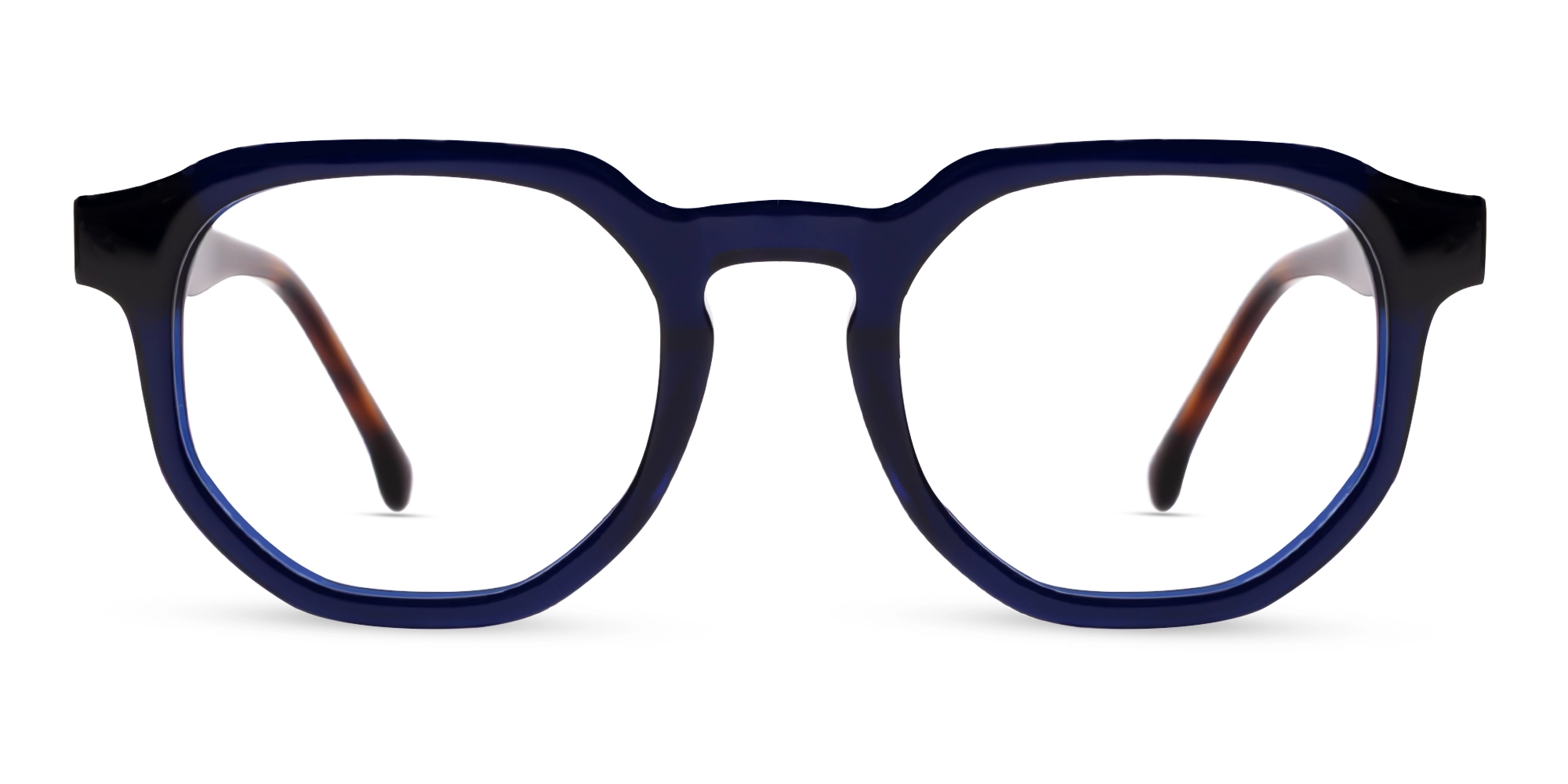 Navy Blue Geometric Round Full-Rim Glasses-1 Navy Blue Geometric Round Full-Rim Glasses-1