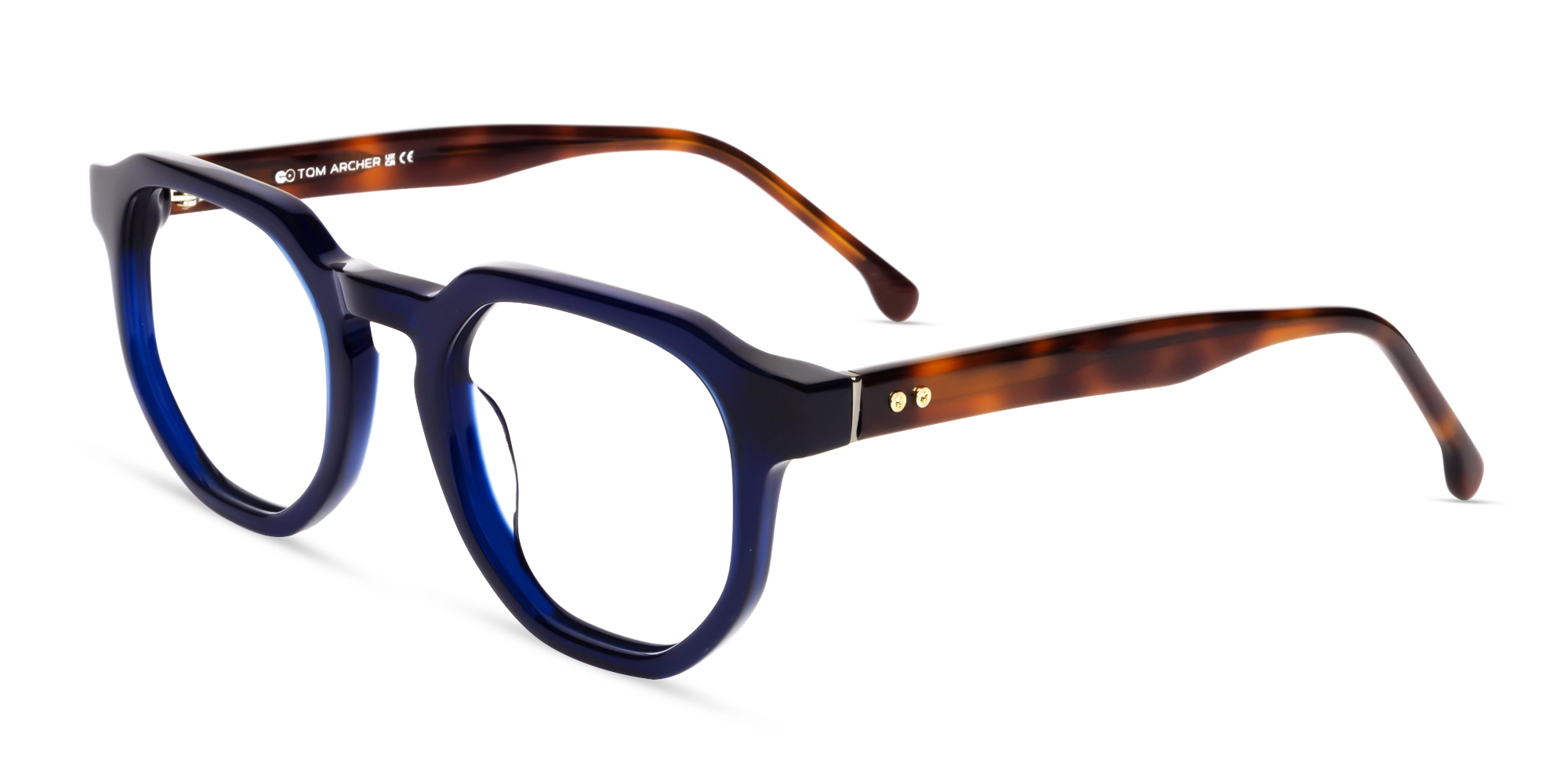 Navy Blue Geometric Round Full-Rim Glasses-3 Navy Blue Geometric Round Full-Rim Glasses-3