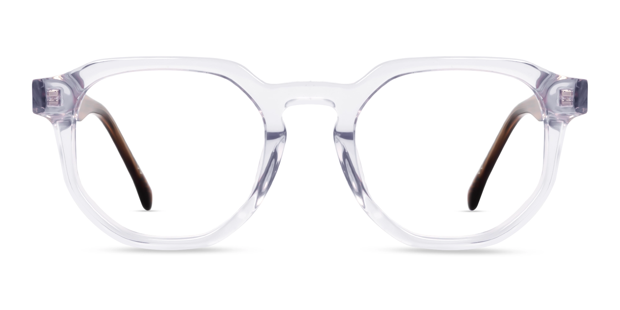 Crystal Clear with Brown Geometric Round Glasses-1 Crystal Clear with Brown Geometric Round Glasses-1