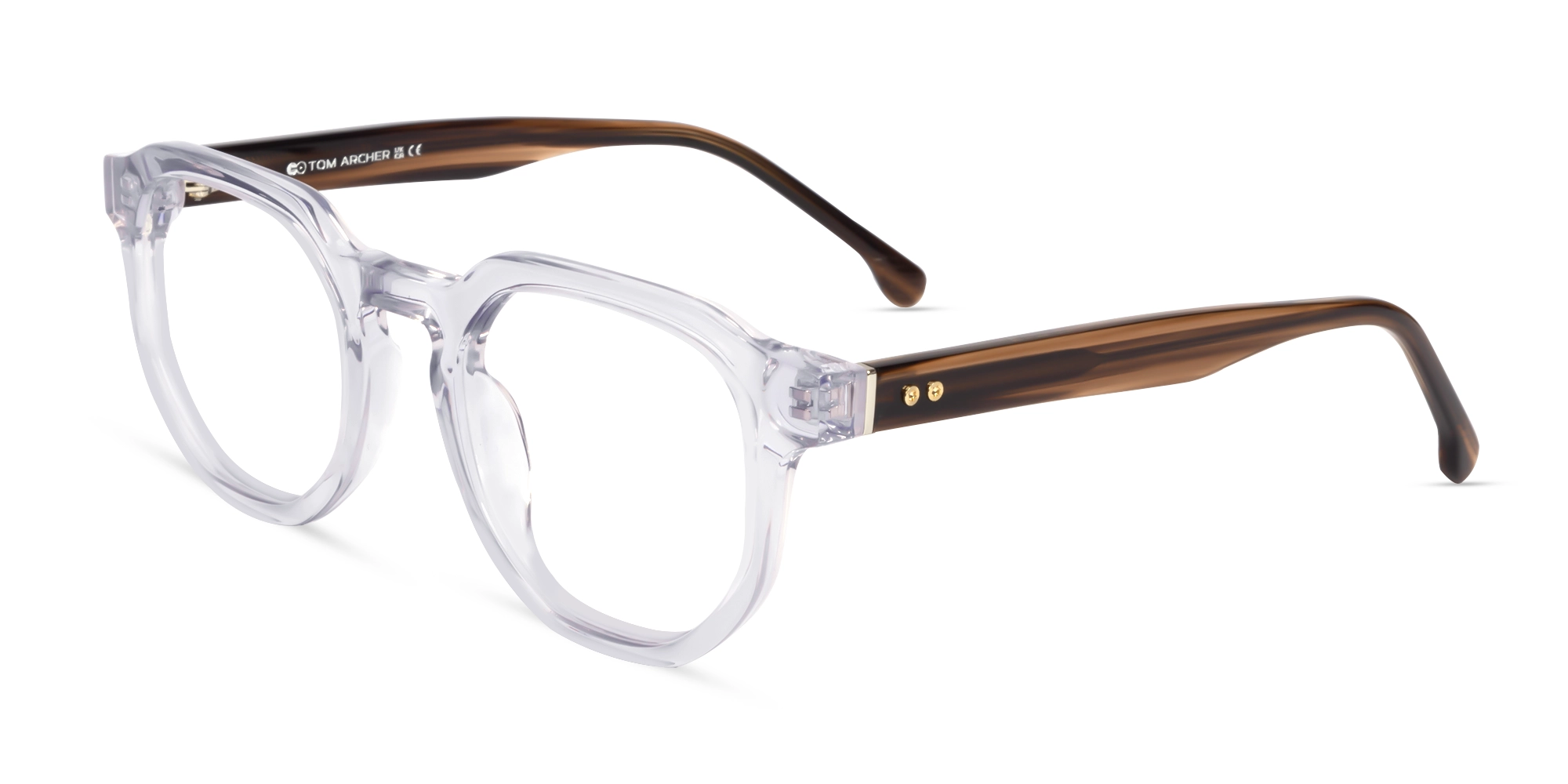 Crystal Clear with Brown Geometric Round Glasses-3 Crystal Clear with Brown Geometric Round Glasses-3