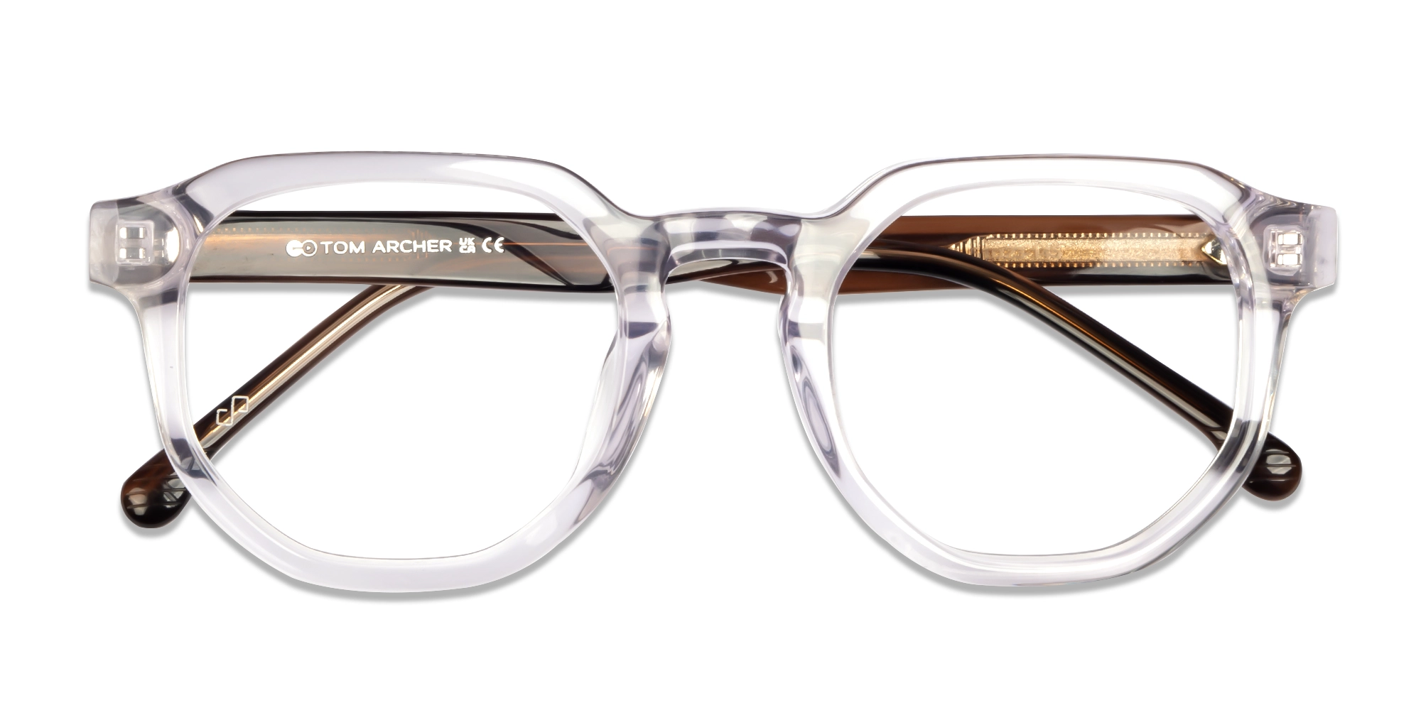 Crystal Clear with Brown Geometric Round Glasses-6
